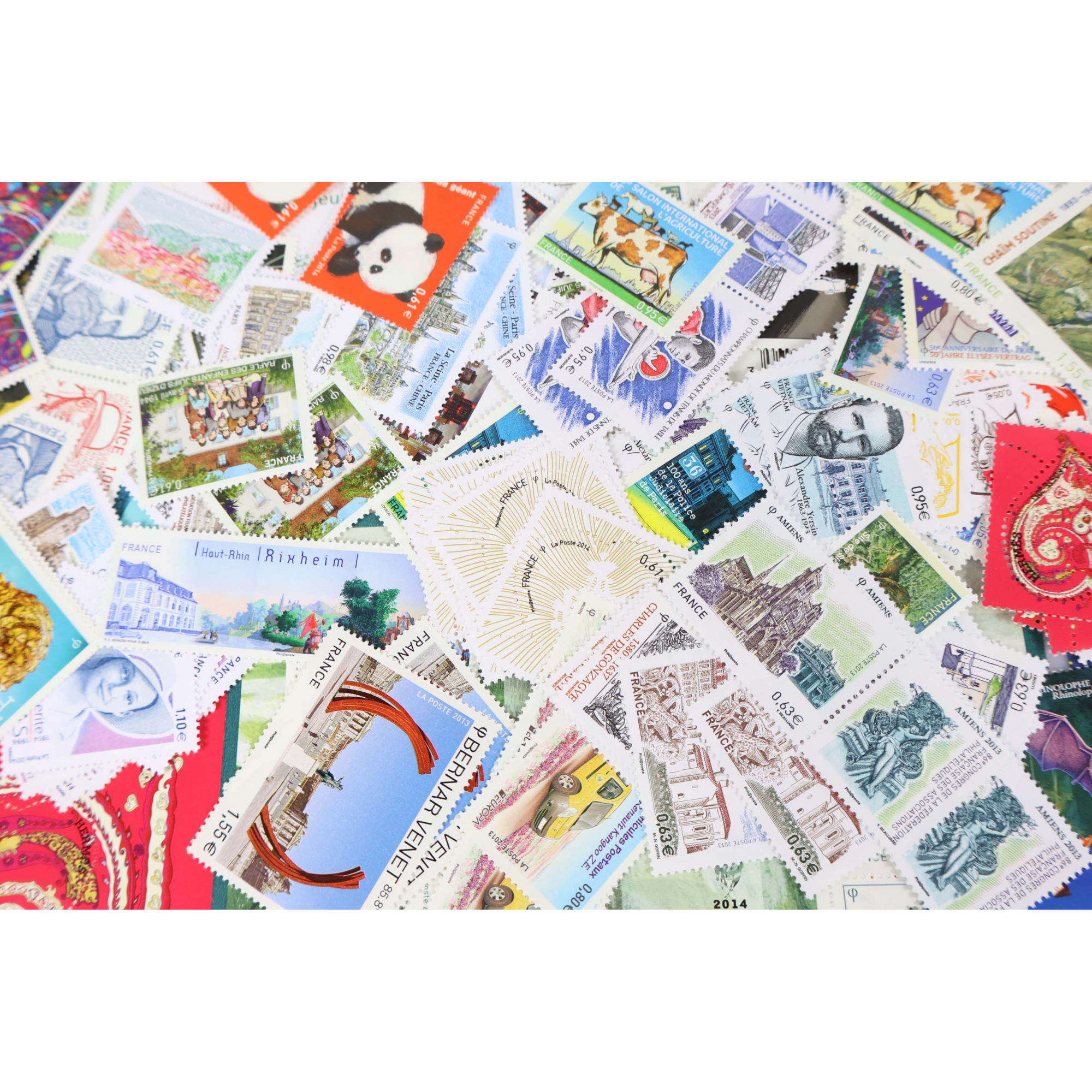 LOT DE TIMBRES ET BLOCS-FEUILLETS EN EUROS ANNÉES 2013-2014 VALEUR FACIALE 352€