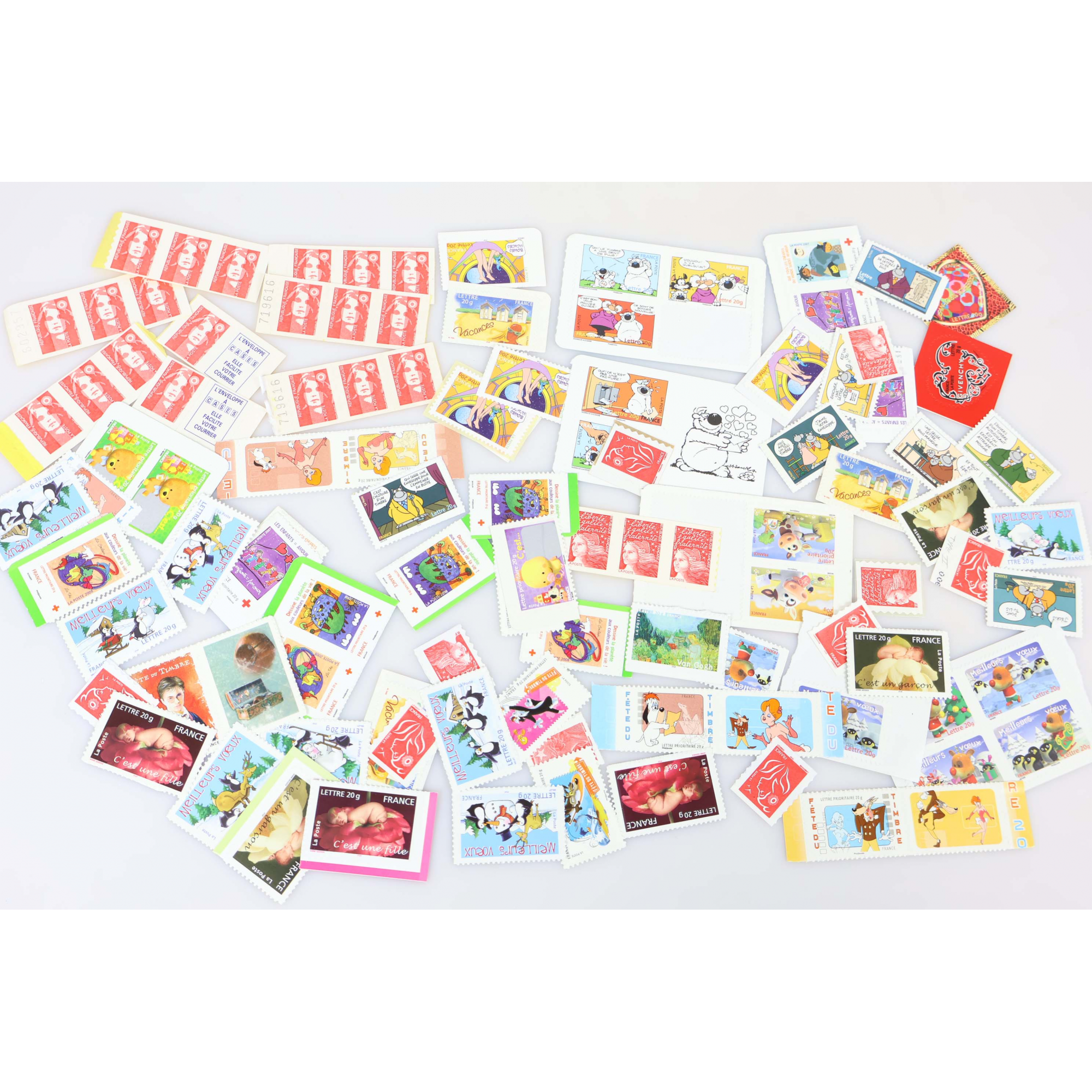 LOT DE 100 TIMBRES A VALIDITÉ PERMANENTE, TVP AUTOADHÉSIFS LETTRES 20G FRANCE