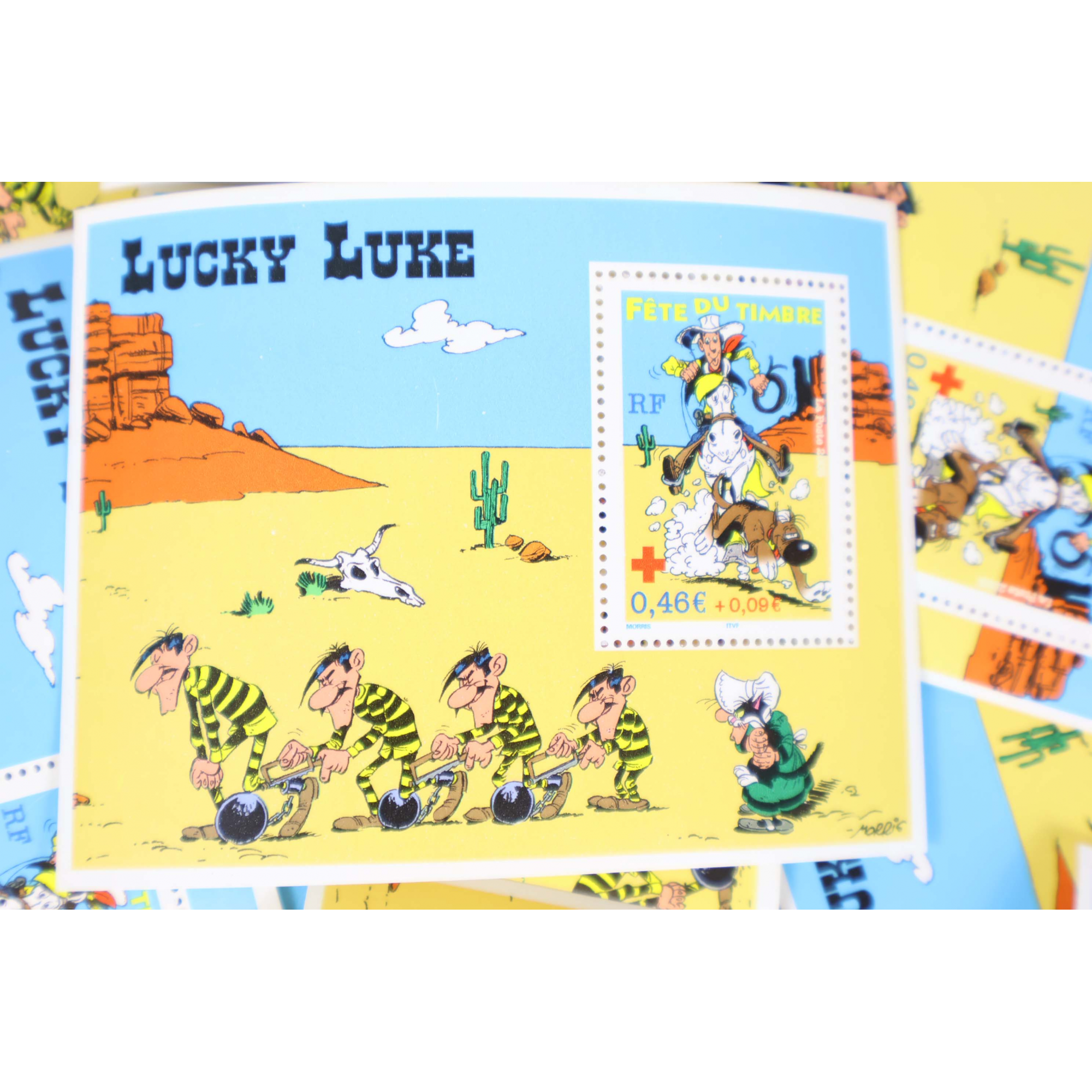 LOT 100 BLOCS N° 55 FETE DU TIMBRE - LUCKY LUKE TIMBRES NEUFS** 0.46€ VF 46€