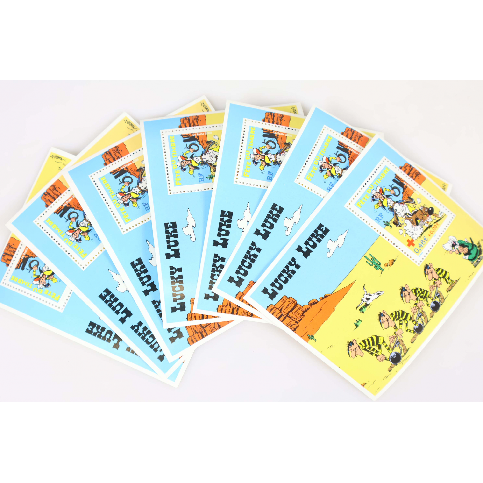 LOT 100 BLOCS N° 55 FETE DU TIMBRE - LUCKY LUKE TIMBRES NEUFS** 0.46€ VF 46€