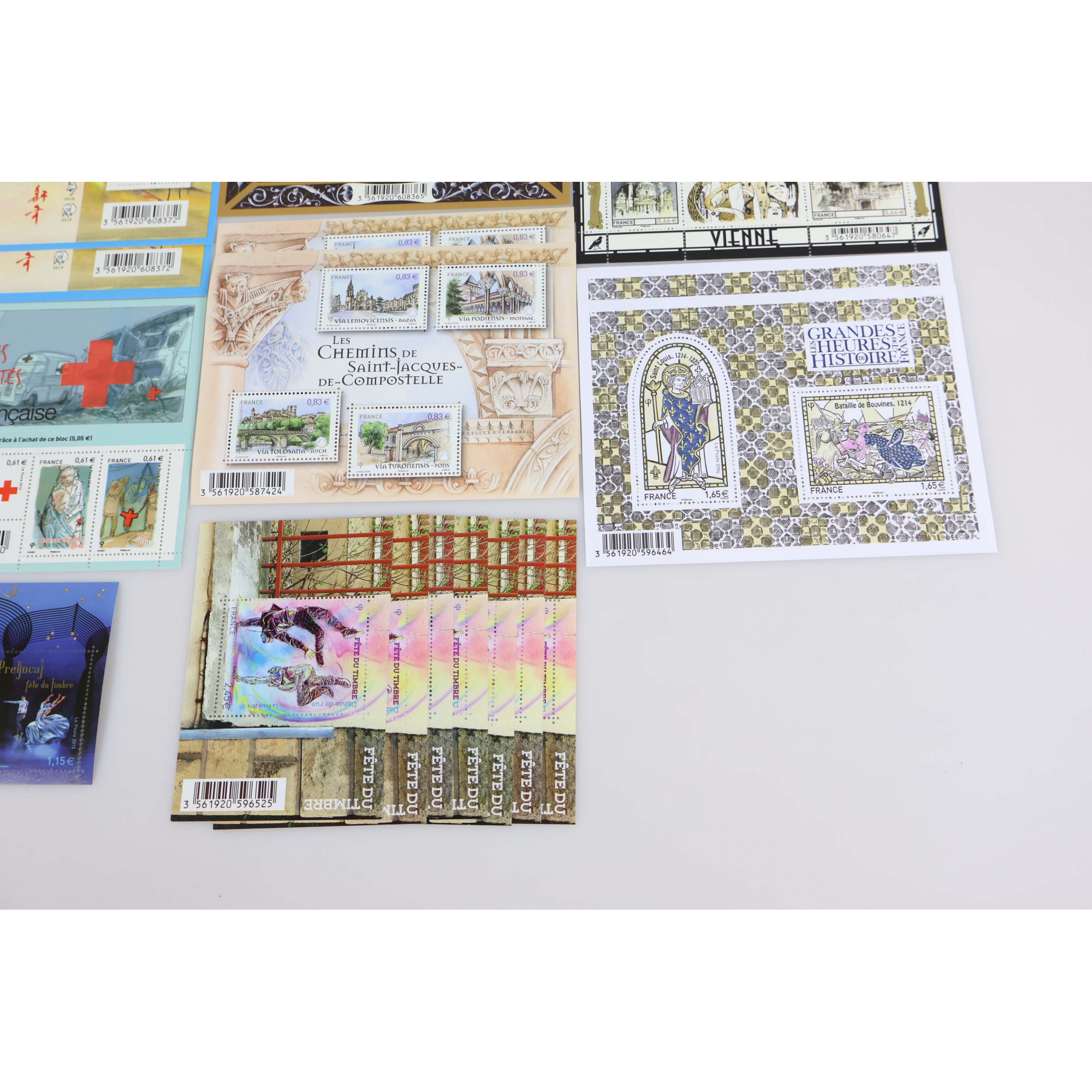 LOT DE BLOCS-FEUILLETS EN EUROS ANNÉES 2014-2015 TIMBRES NEUFS** FACIALE 72.88€