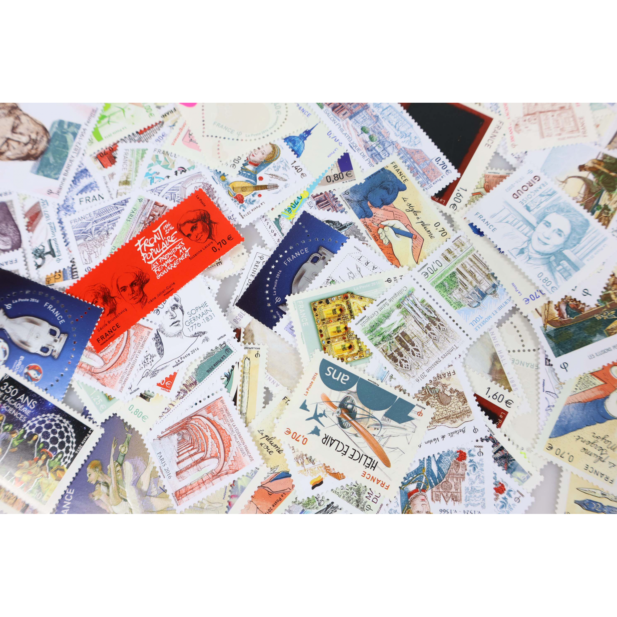 LOT DE TIMBRES ET BLOCS-FEUILLETS EN EUROS ANNÉE 2016 NEUFS** FACIALE 207€