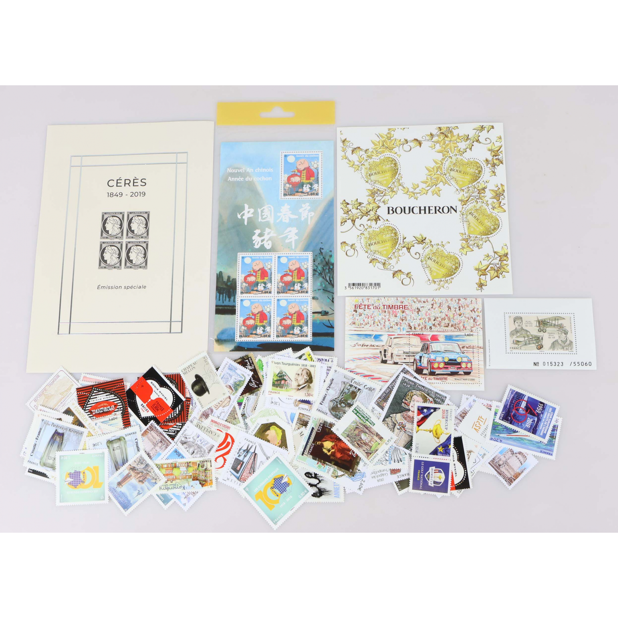 LOT TIMBRES ET BLOCS-FEUILLETS EN EUROS ANNÉES 2018-2019 NEUFS** FACIALE 177€