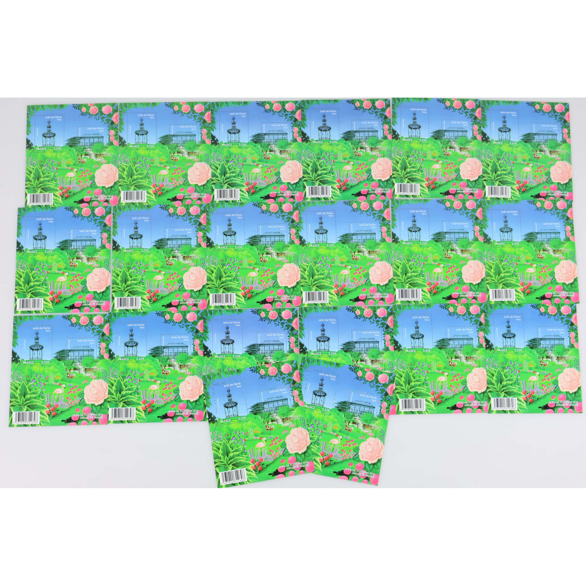 LOT 20 BLOCS N° F4384 JARDINS DE FRANCE TIMBRES NEUFS** 2.22€ FACIALE 88.80€