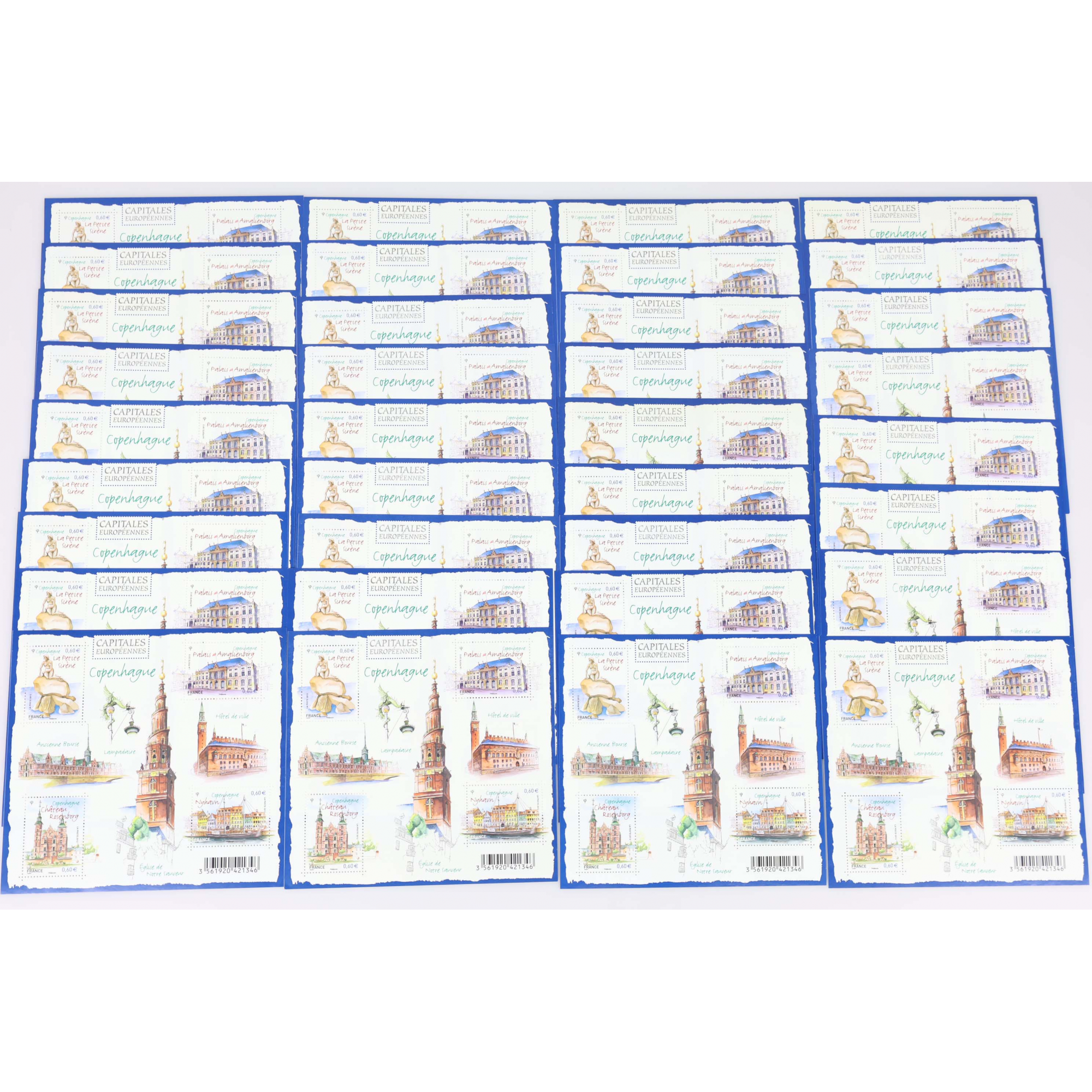 LOT 35 BLOCS N° F4637 CAPITALE - COPENHAGUE TIMBRES NEUFS** 0.60€ FACIALE 84€