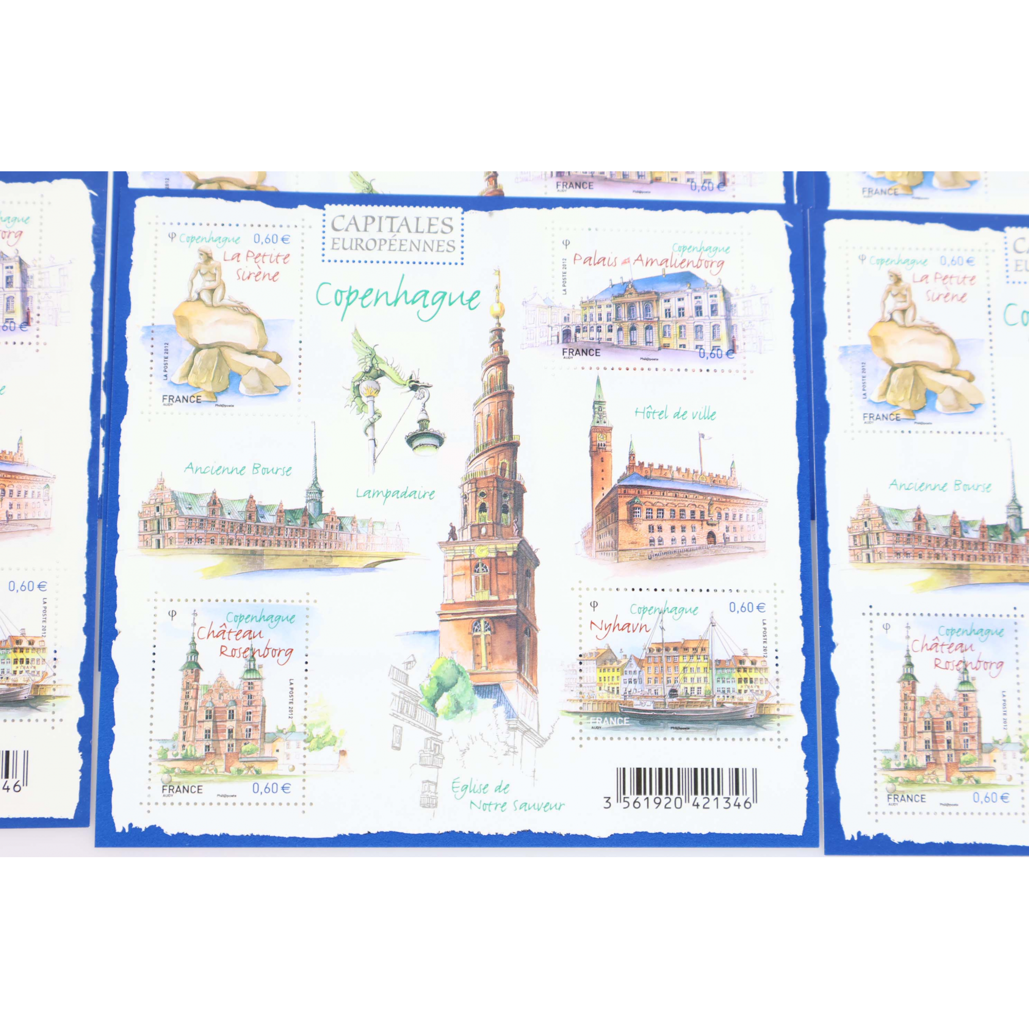 LOT 35 BLOCS N° F4637 CAPITALE - COPENHAGUE TIMBRES NEUFS** 0.60€ FACIALE 84€