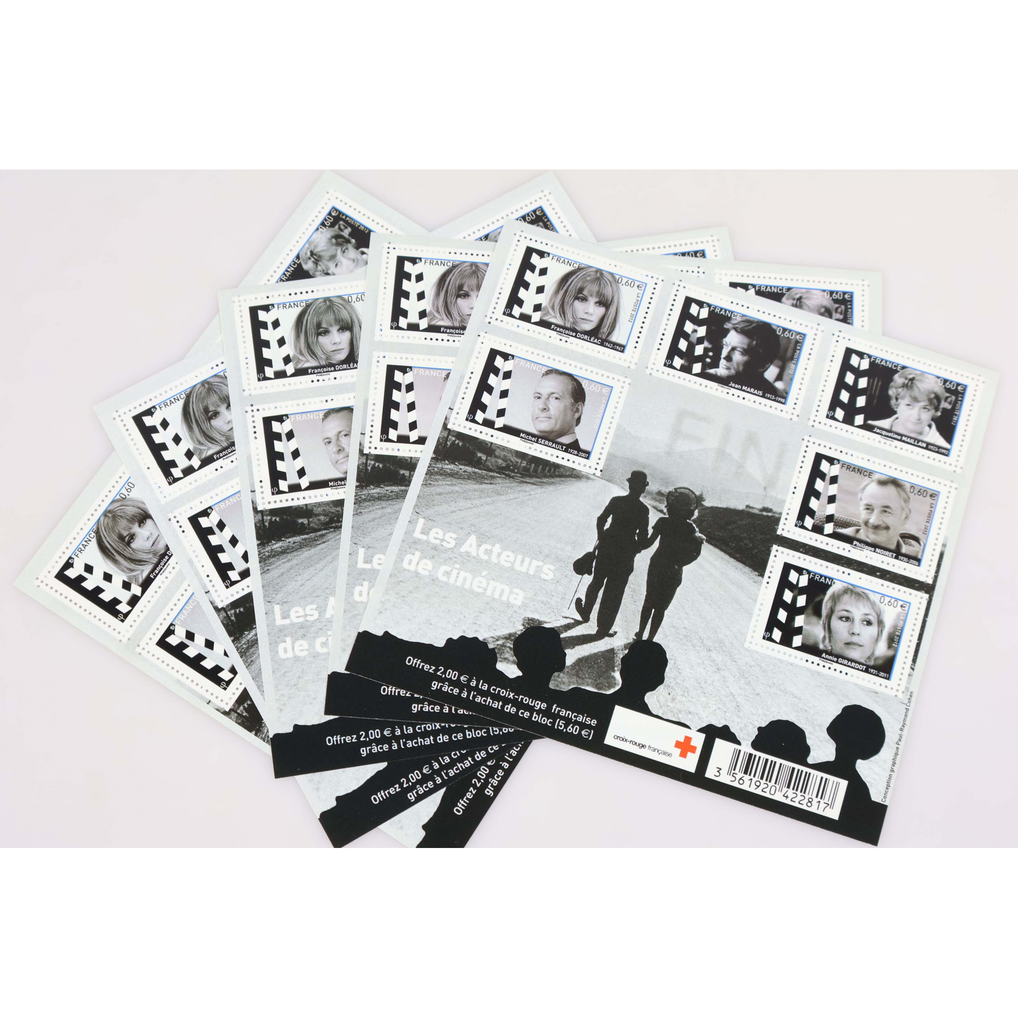 LOT 20 BLOCS N° F4690 ACTEURS DE CINÉMA TIMBRES NEUFS** 0.60€ X 6 FACIALE 72€
