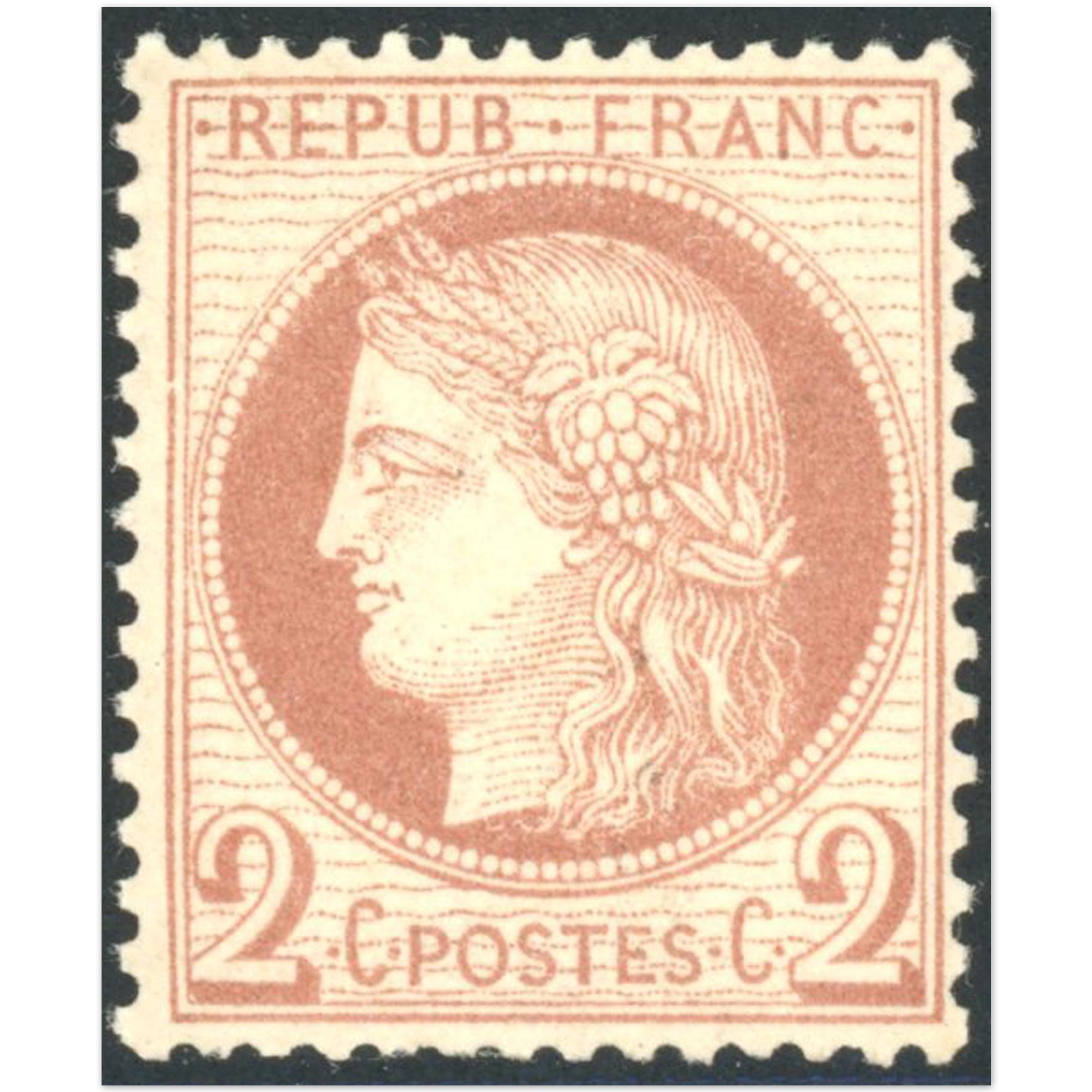 TIMBRE CLASSIQUE N°51 TYPE CÉRÈS TIMBRE NEUF SIGNÉ JF BRUN RARE ANNÉE 1872