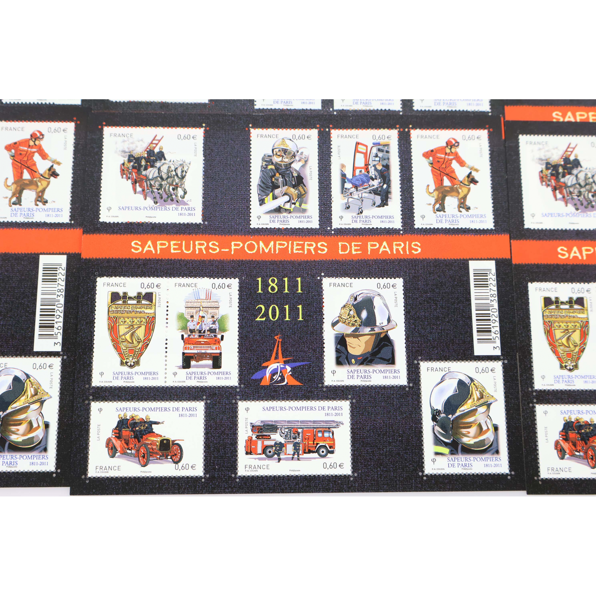 LOT 15 BLOCS N° F4582 SAPEURS-POMPIERS TIMBRES NEUFS** 0.60€ x 10 FACIALE 90€