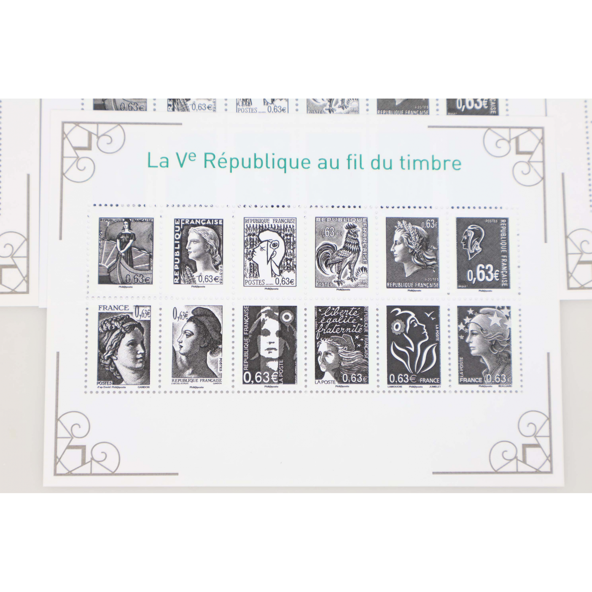 LOT 10 BLOCS N° F4781 Ve RÉPUBLIQUE AU FIL DU TIMBRE NEUFS** 0.63€ FACIALE 75,6€