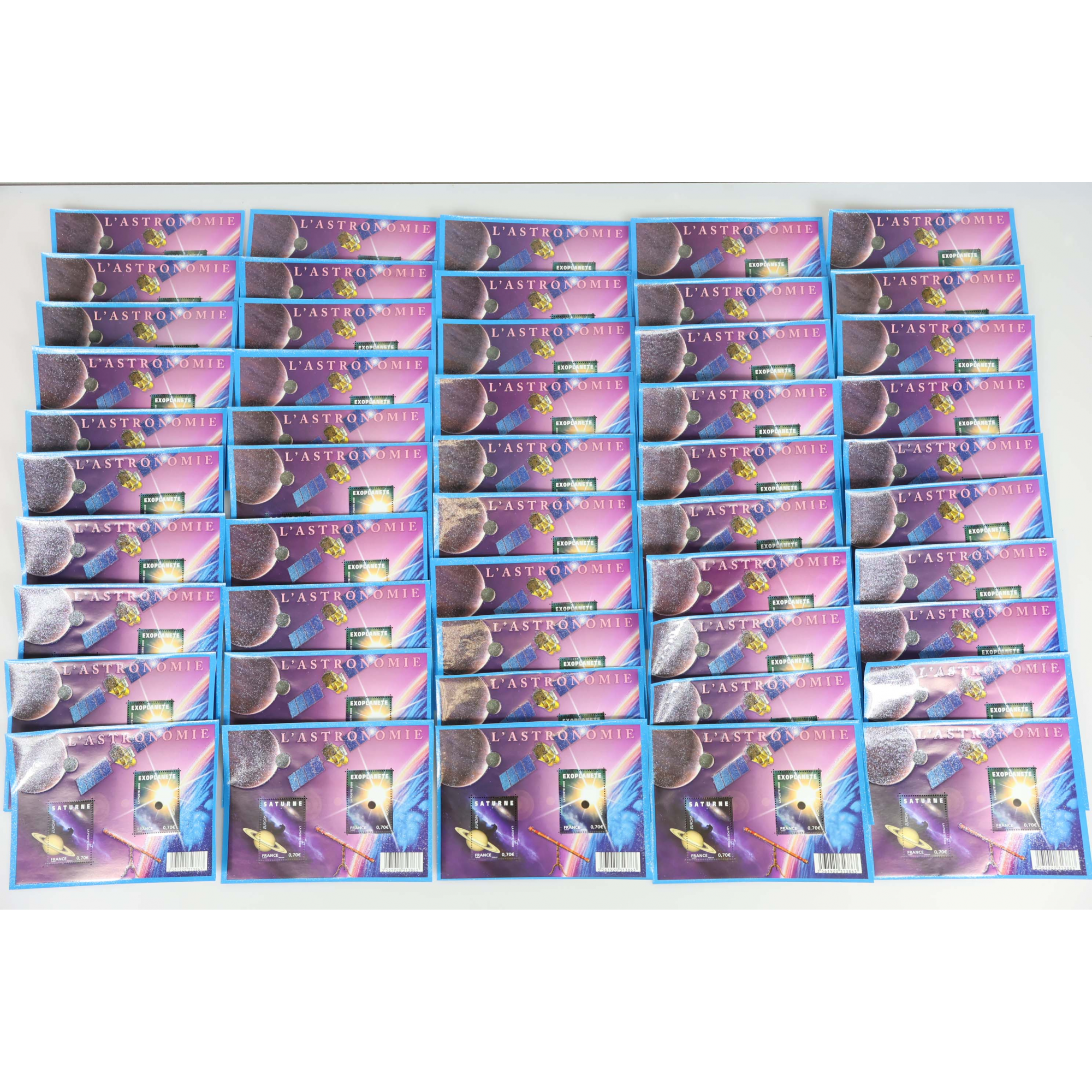LOT 50 BLOCS N° F4353 L'ASTRONOMIE, TIMBRES NEUFS** 0.70€ x 2 VALEUR FACIALE 70€