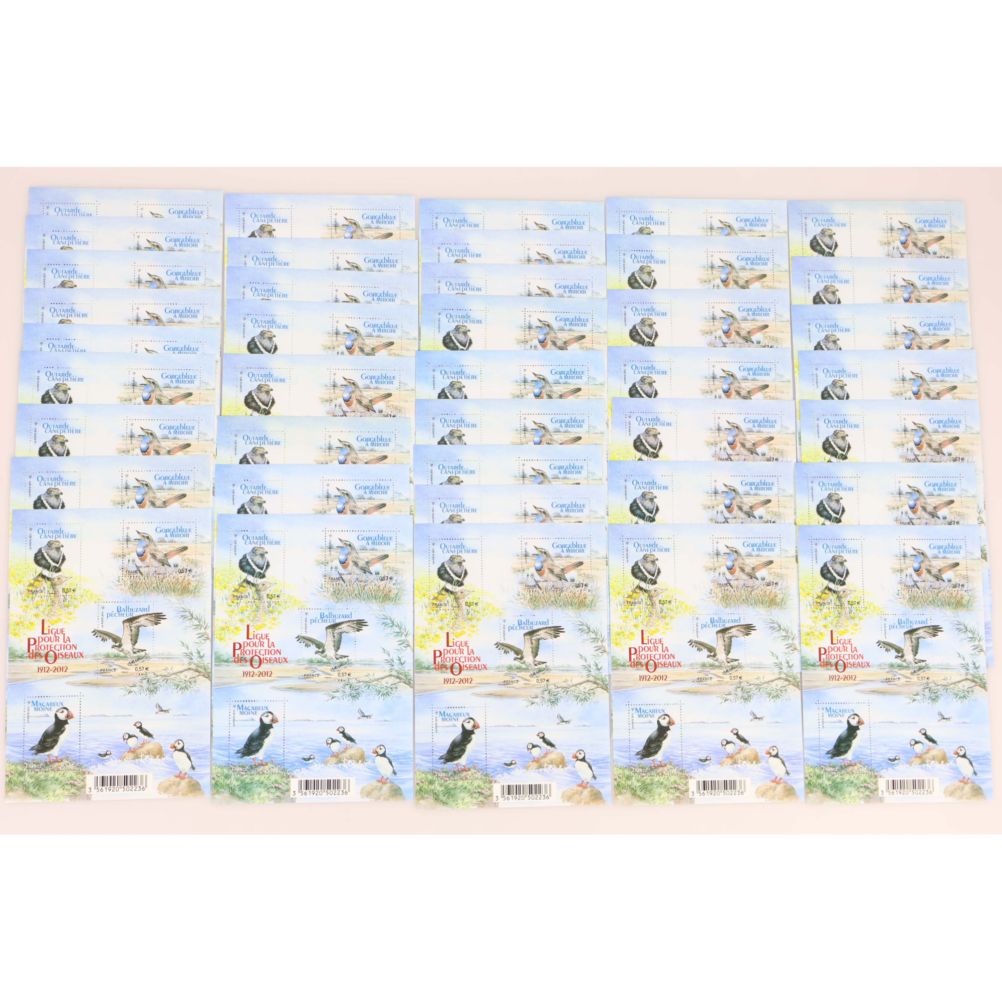 LOT 40 BLOCS N° F4656 PROTECTION DES OISEAUX TIMBRES NEUFS** 0.57€ FACIALE 91.2€