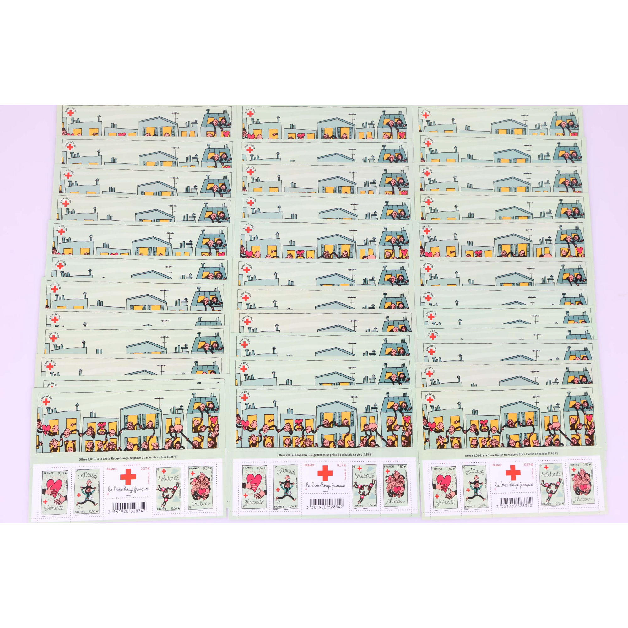 LOT 35 BLOCS N° F4699 CROIX ROUGE 2012, TIMBRES NEUFS** 0.57€ x 5 FACIALE 99.75€