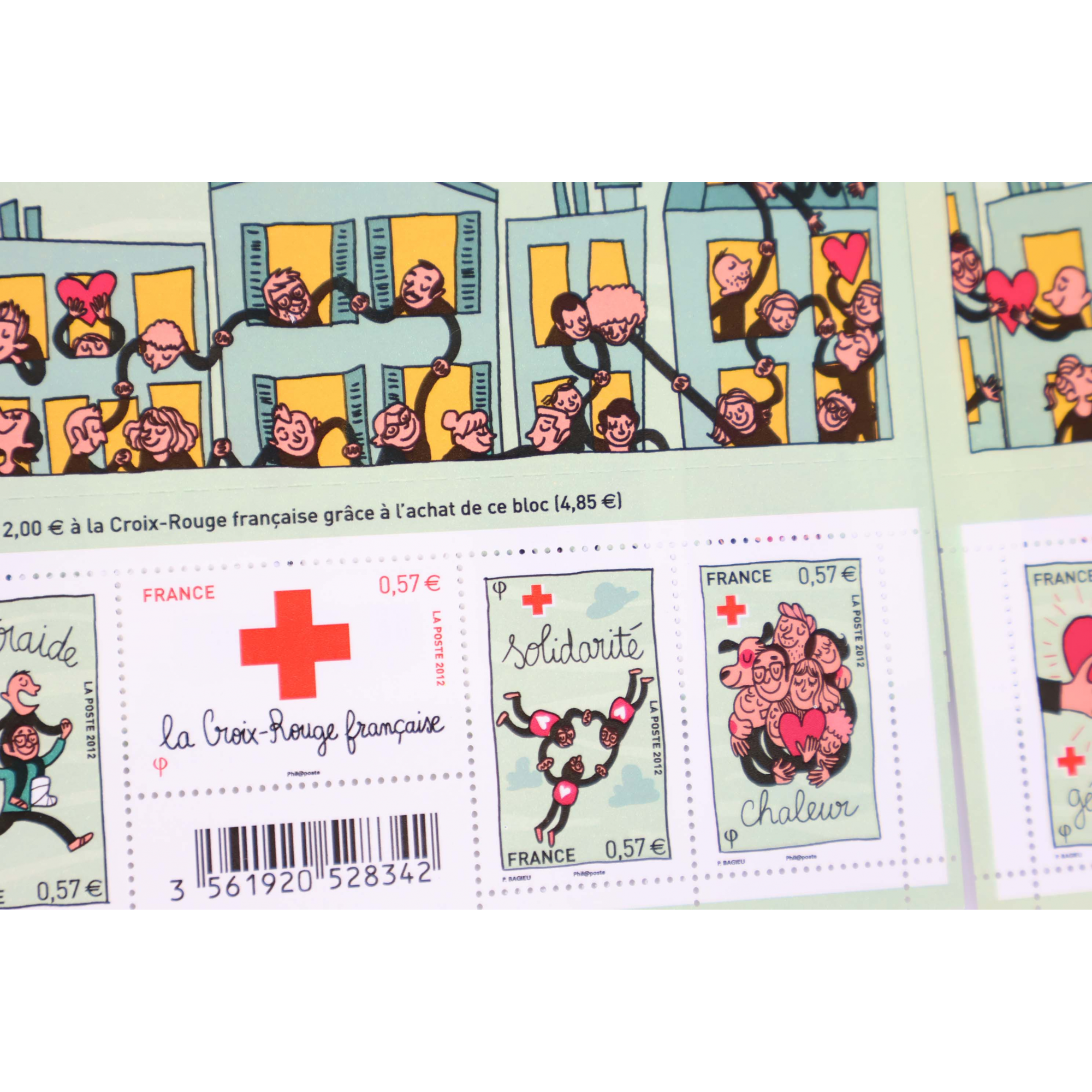 LOT 35 BLOCS N° F4699 CROIX ROUGE 2012, TIMBRES NEUFS** 0.57€ x 5 FACIALE 99.75€