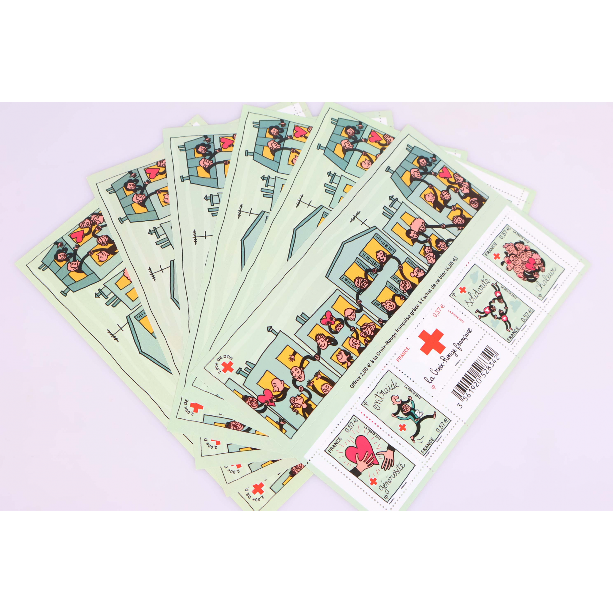 LOT 35 BLOCS N° F4699 CROIX ROUGE 2012, TIMBRES NEUFS** 0.57€ x 5 FACIALE 99.75€