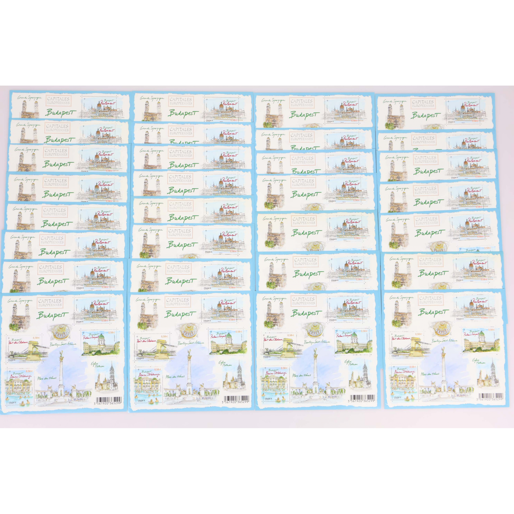 LOT 30 BLOCS N° F4538 CAPITALES - BUDAPEST, TIMBRES NEUFS** 0.58€ FACIALE 69.6€
