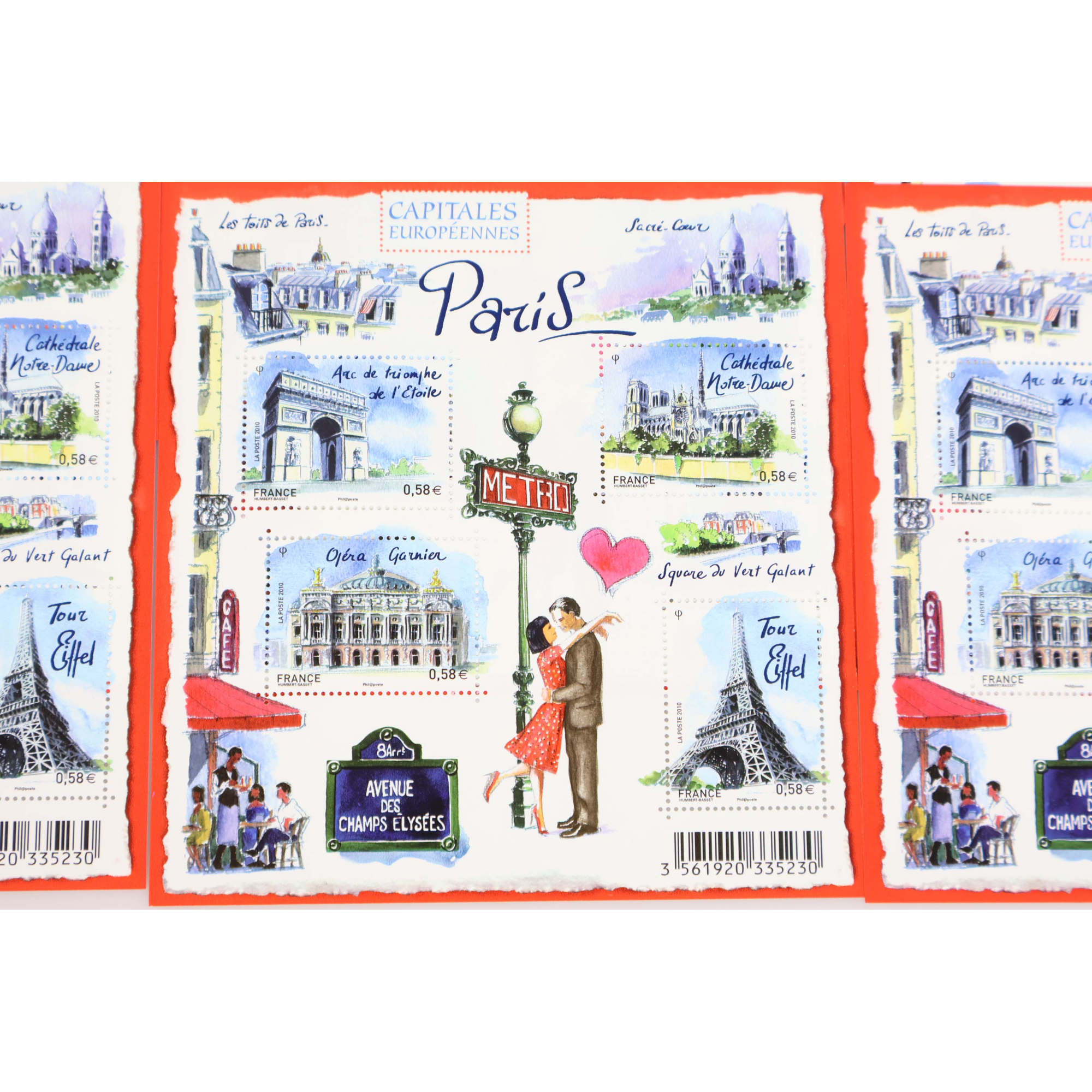 LOT 30 BLOCS N° F4514 CAPITALES - PARIS, TIMBRES NEUFS** 0.58€ x 4 FACIALE 69.9€