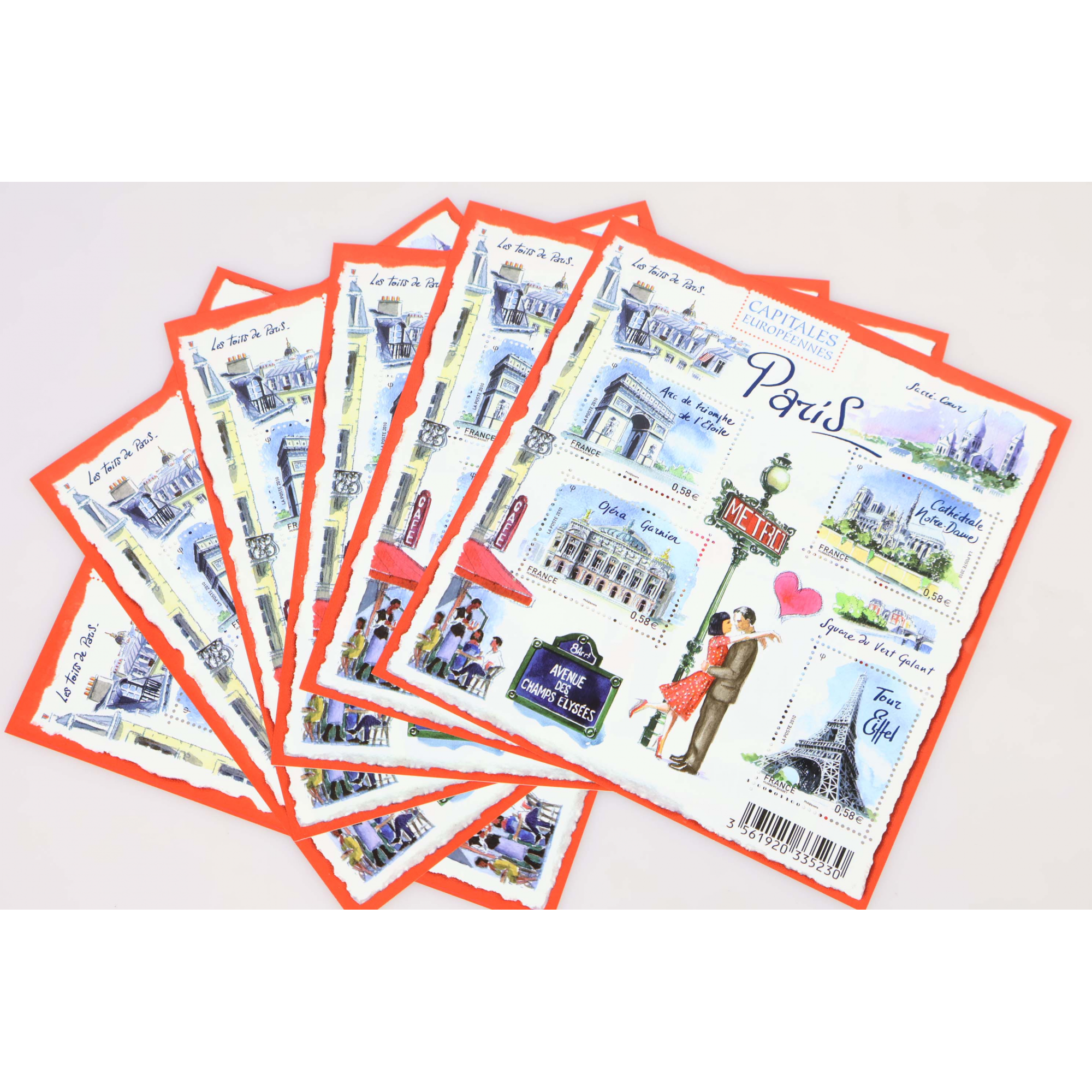 LOT 30 BLOCS N° F4514 CAPITALES - PARIS, TIMBRES NEUFS** 0.58€ x 4 FACIALE 69.9€