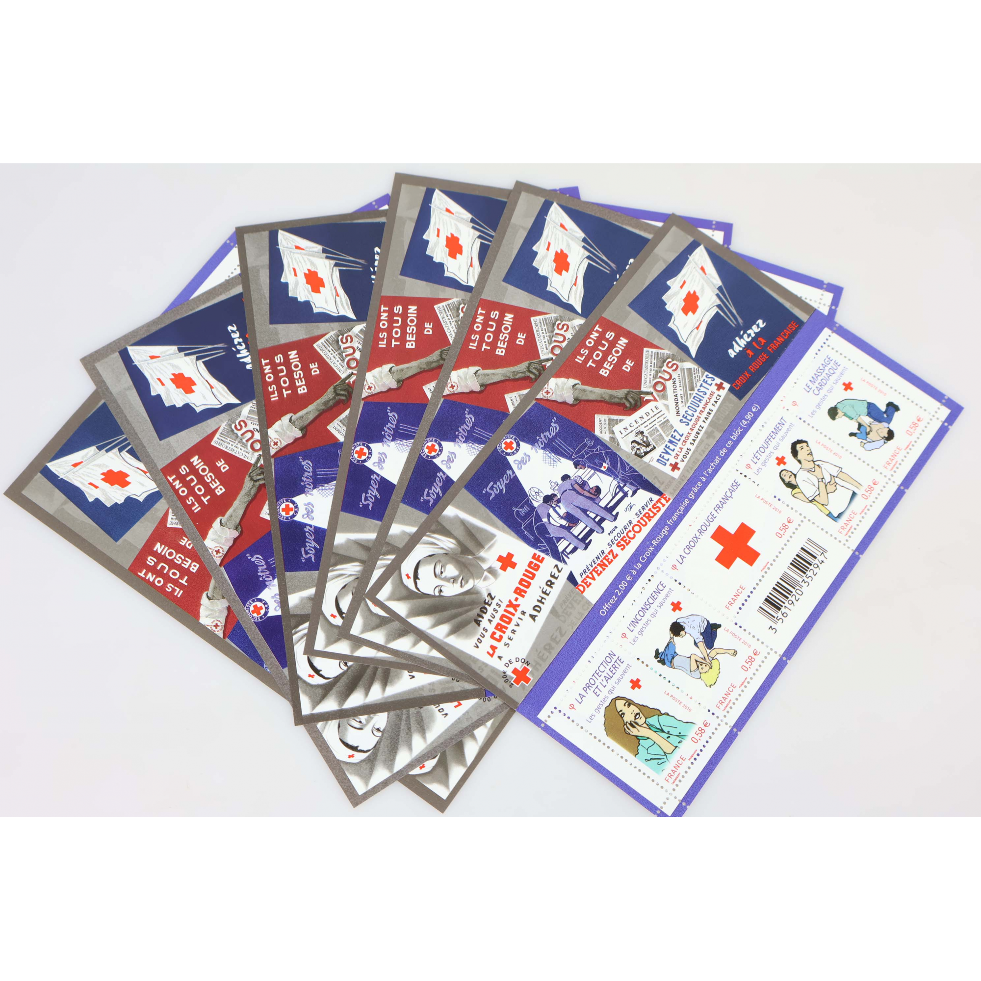 LOT 35 BLOCS N° F4520 CROIX ROUGE 2010, TIMBRES NEUFS** 0.58€ x 5 FACIALE 101.5€