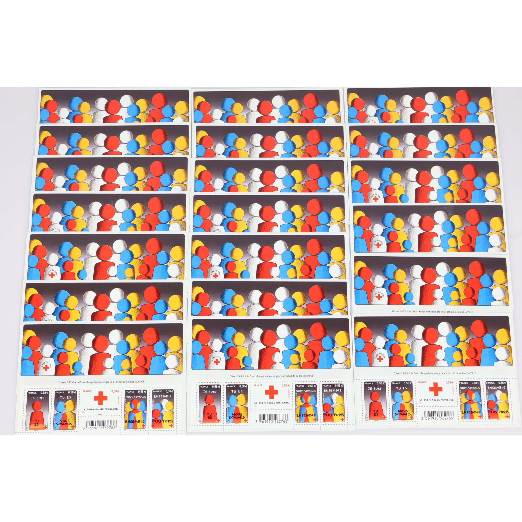 LOT 20 BLOCS N° F4819 CROIX ROUGE 2013, TIMBRES NEUFS** 0.58€ x 5 FACIALE 58€
