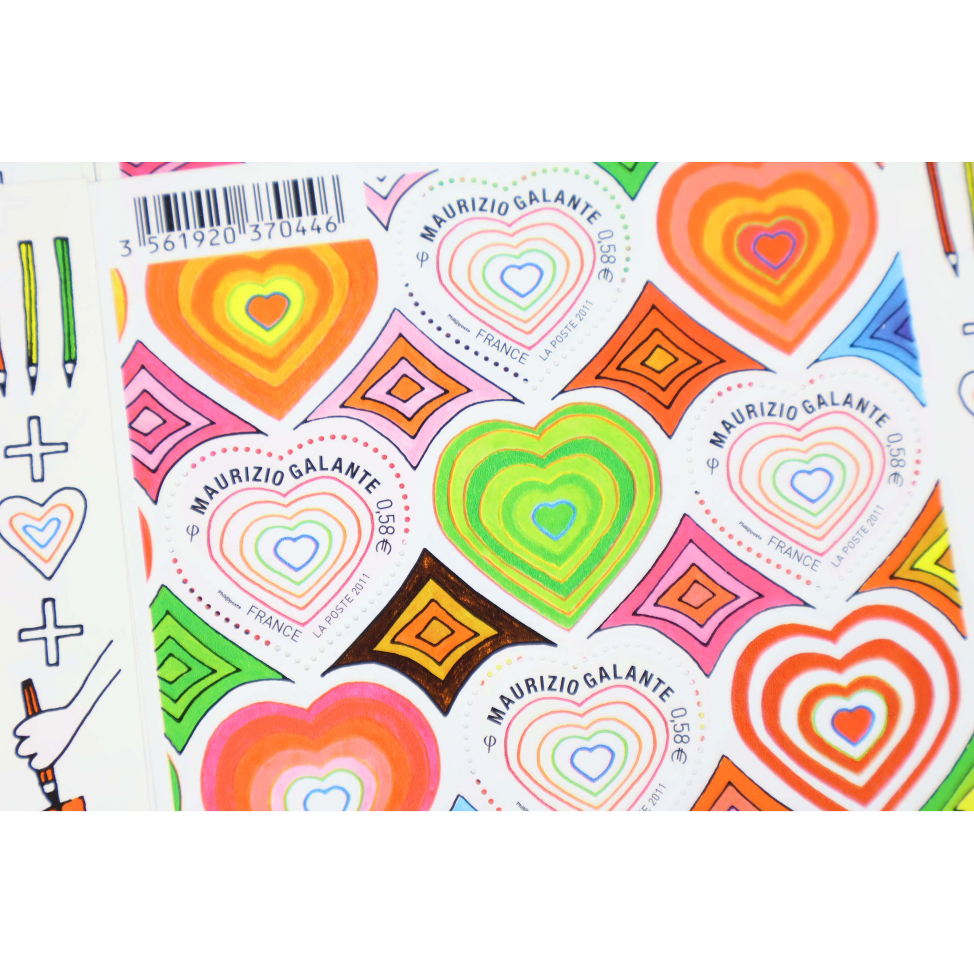 LOT 20 BLOCS N° 131 COEURS MAURIZIO GALANTE, TIMBRES NEUFS** 0.58€ FACIALE 58€