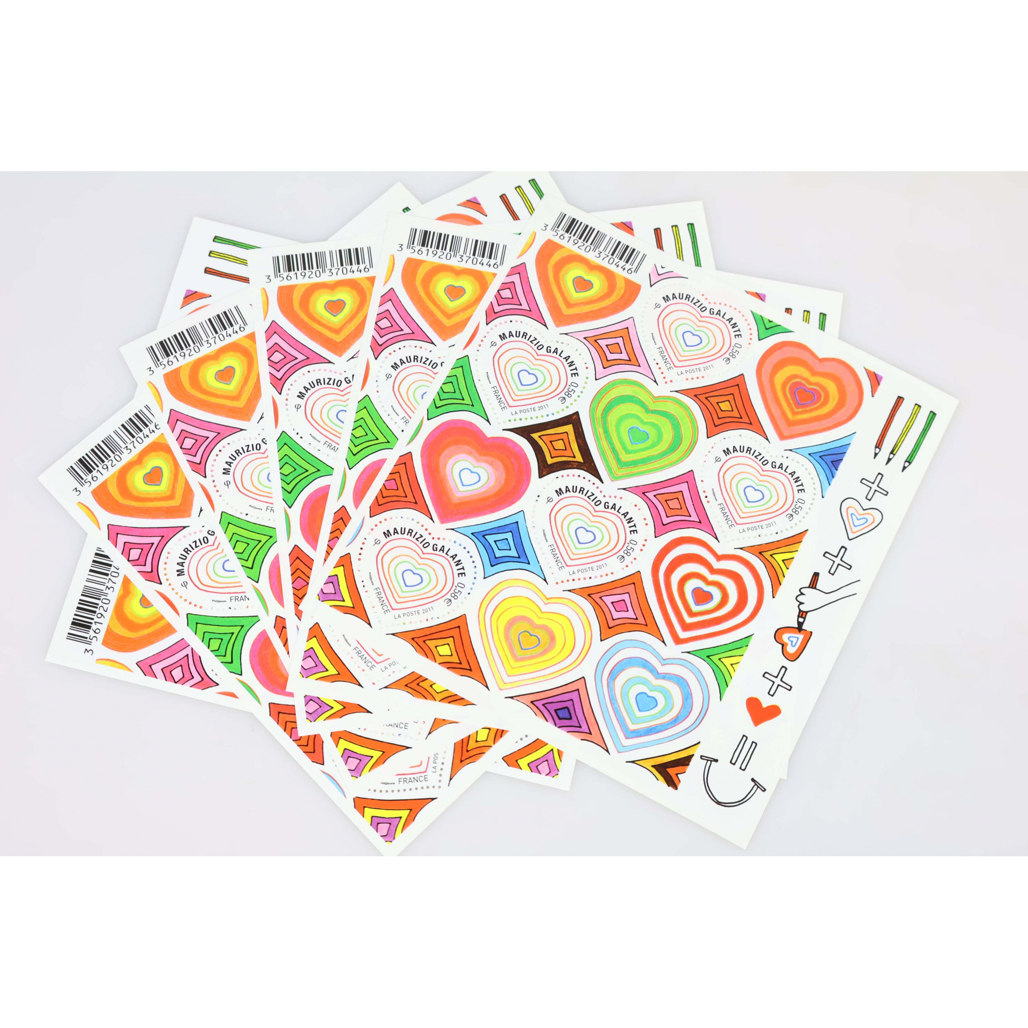 LOT 20 BLOCS N° 131 COEURS MAURIZIO GALANTE, TIMBRES NEUFS** 0.58€ FACIALE 58€