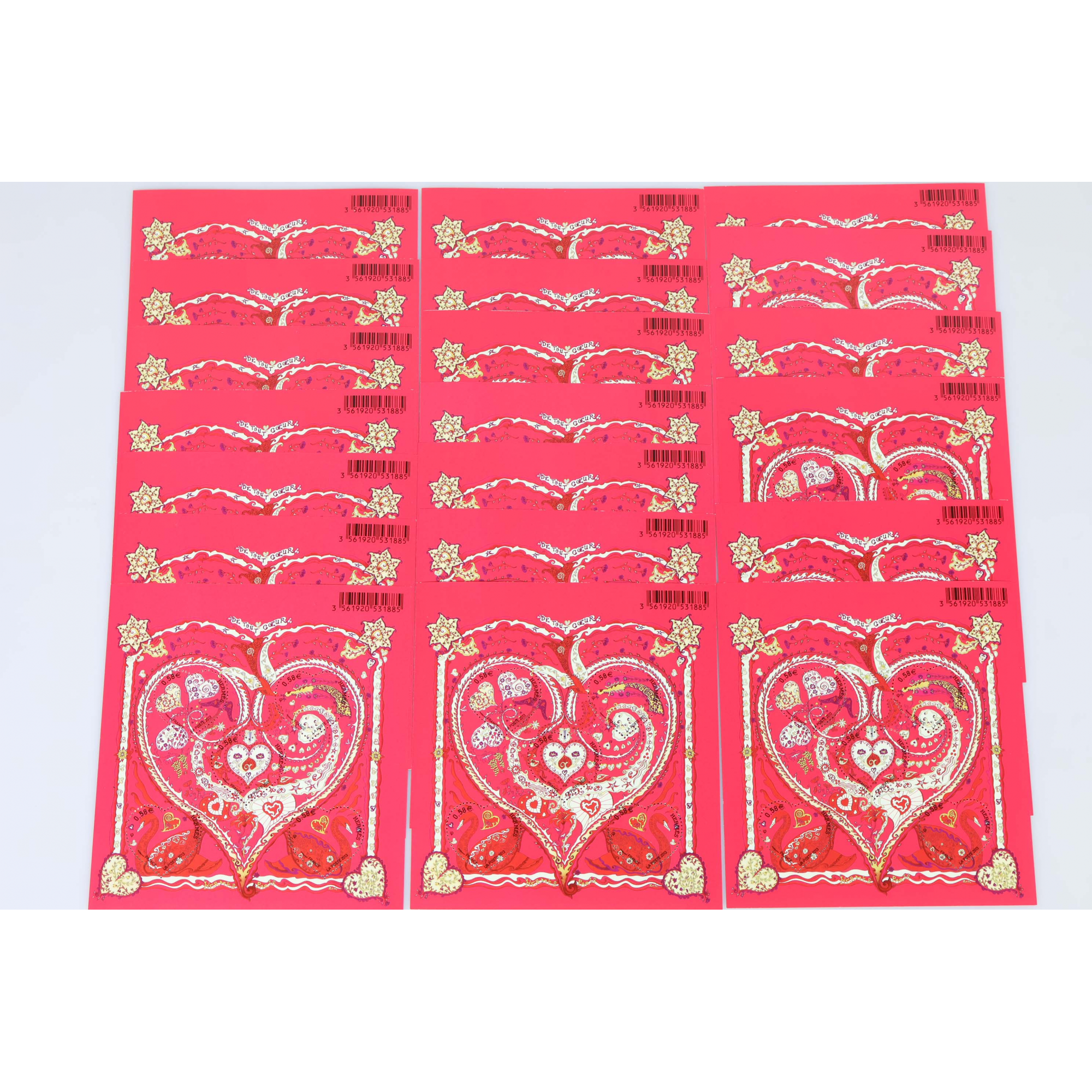 LOT 20 BLOCS N° F4717 COEURS HERMÈS, TIMBRES NEUFS** 0.58€ x 5 FACIALE 58€