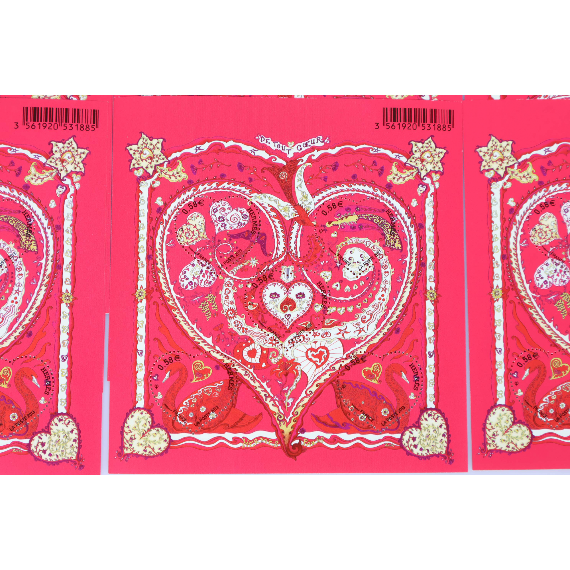 LOT 20 BLOCS N° F4717 COEURS HERMÈS, TIMBRES NEUFS** 0.58€ x 5 FACIALE 58€