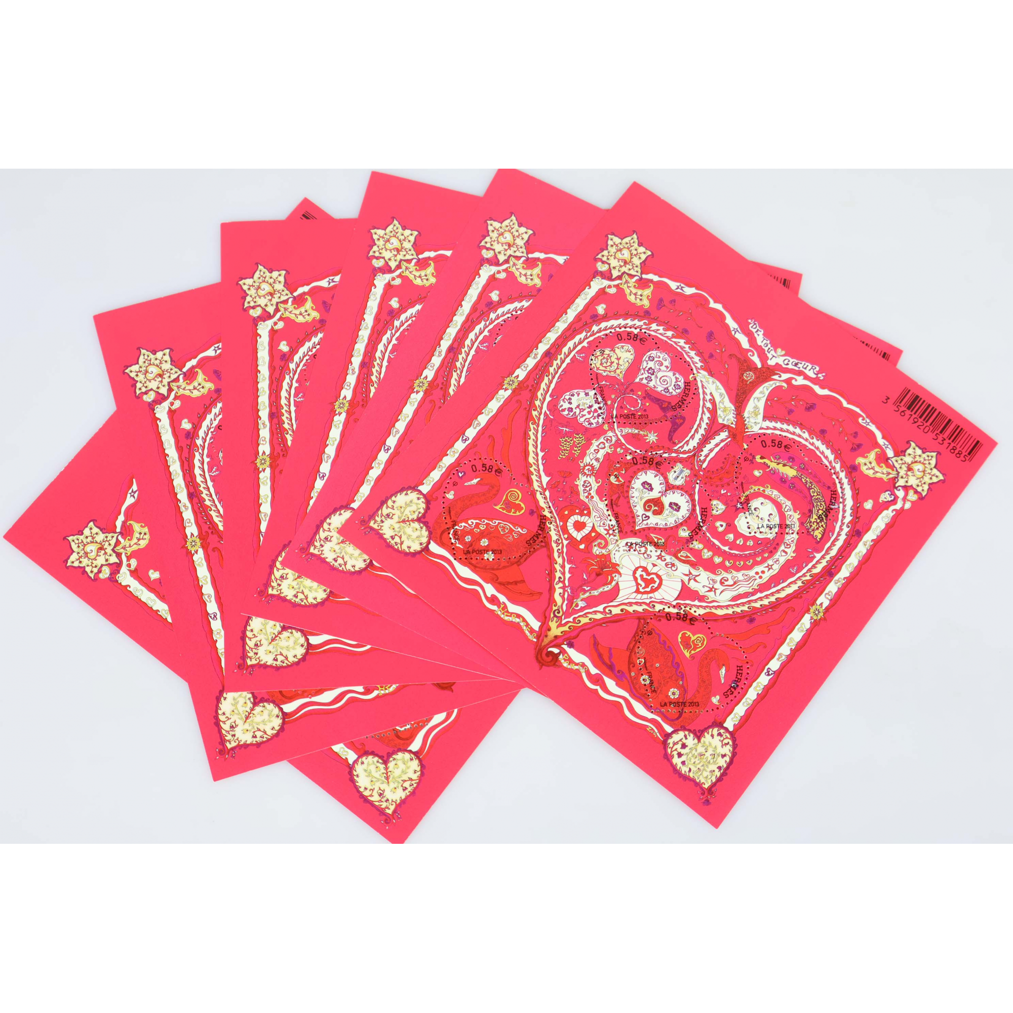 LOT 20 BLOCS N° F4717 COEURS HERMÈS, TIMBRES NEUFS** 0.58€ x 5 FACIALE 58€