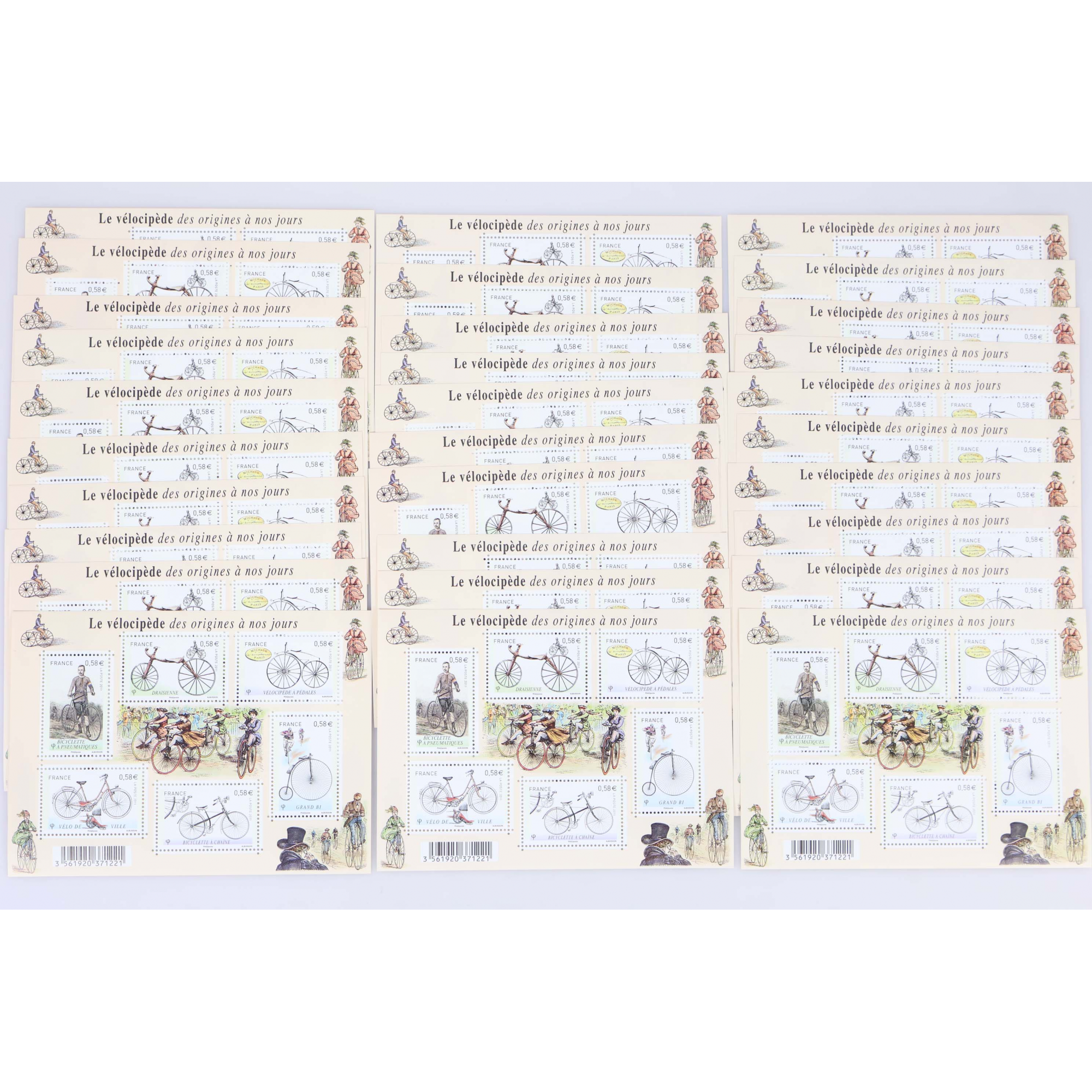 LOT 30 BLOCS N° F4555 LE VÉLOCIPÈDE, TIMBRES NEUFS** 0.58€ x 6 FACIALE 104.40€