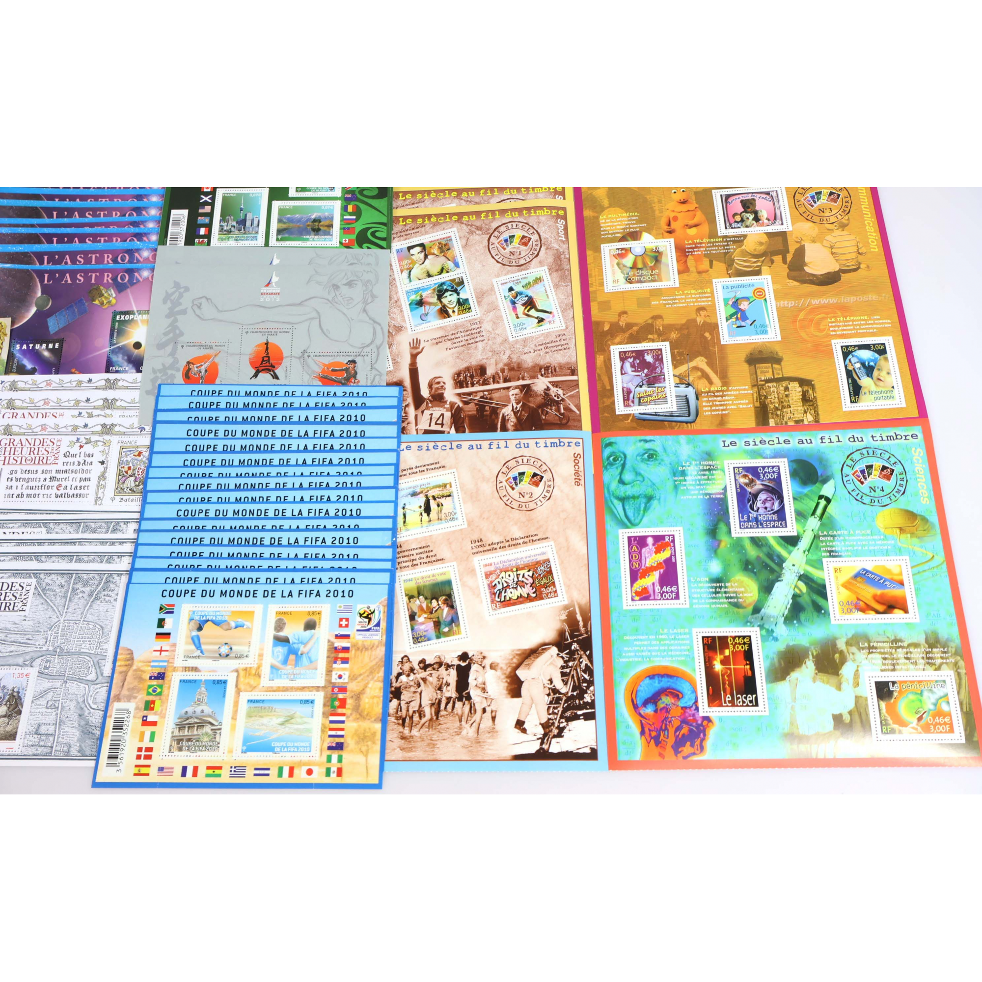 LOT DE BLOCS FEUILLETS TIMBRES EUROS AVEC DÉFAUTS POUR AFFRANCHIR FACIALE 294€