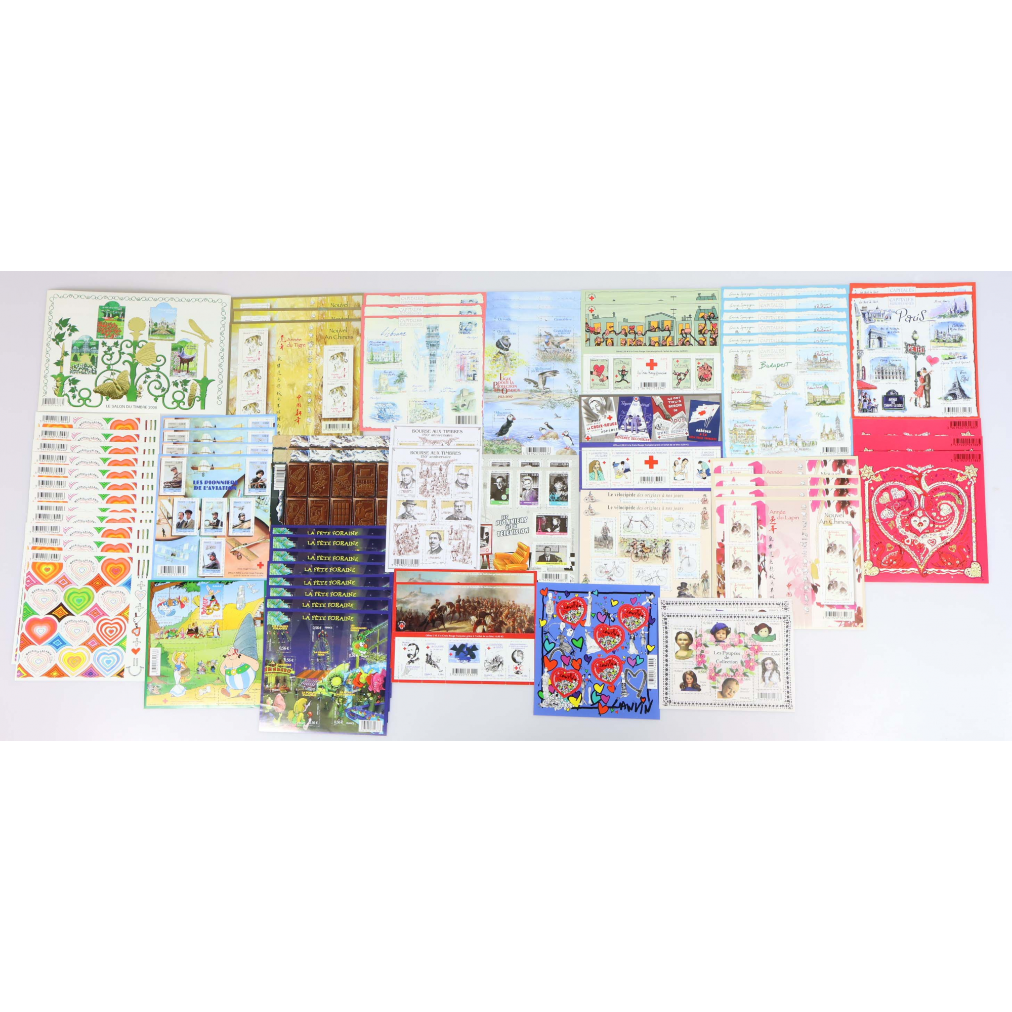 LOT DE BLOCS FEUILLETS TIMBRES EUROS AVEC DÉFAUTS POUR AFFRANCHIR FACIALE 195€