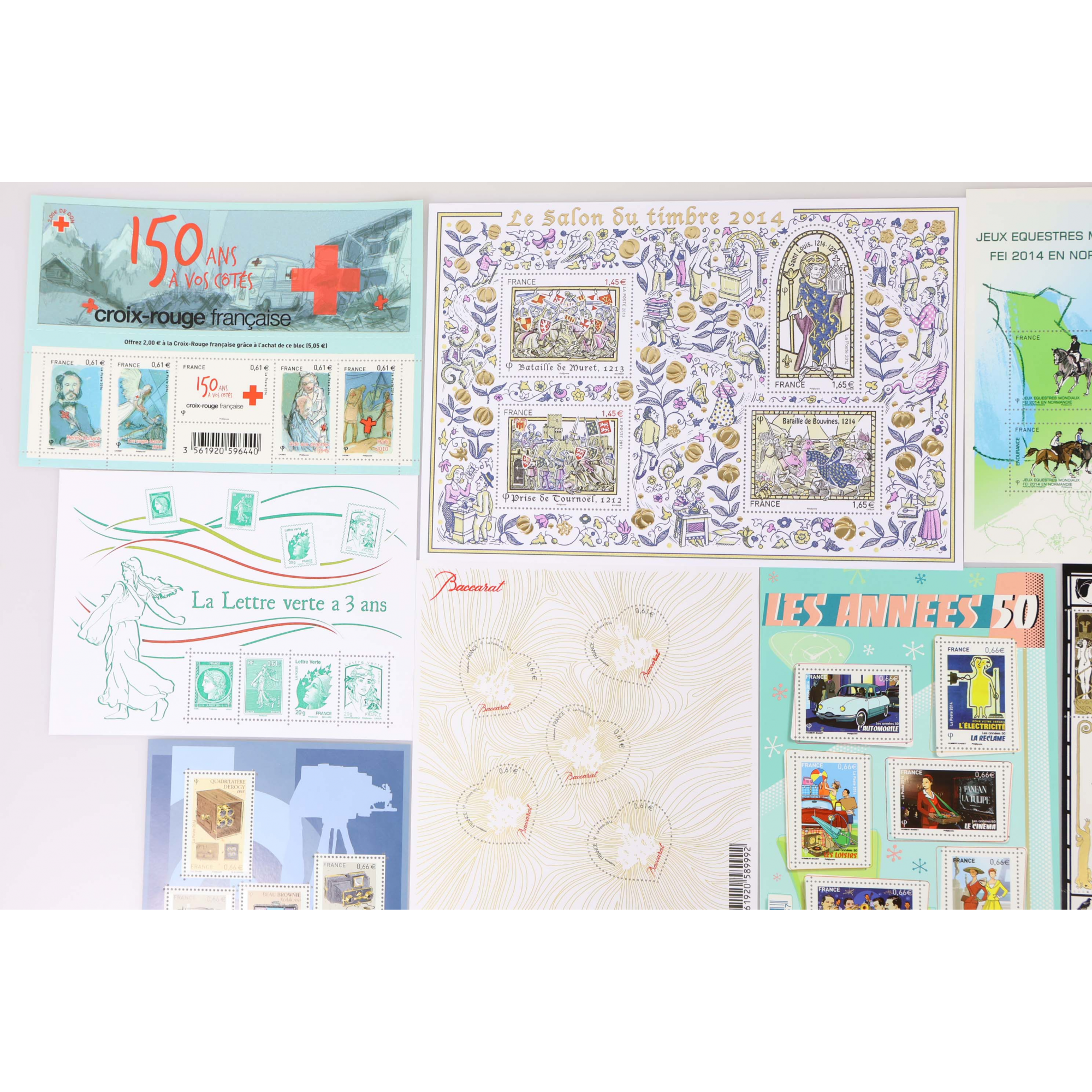 LOT DE TIMBRES ET BLOCS/FEUILLETS DE FRANCE EN EUROS NEUFS** DE 2014 FACIALE 85,83€