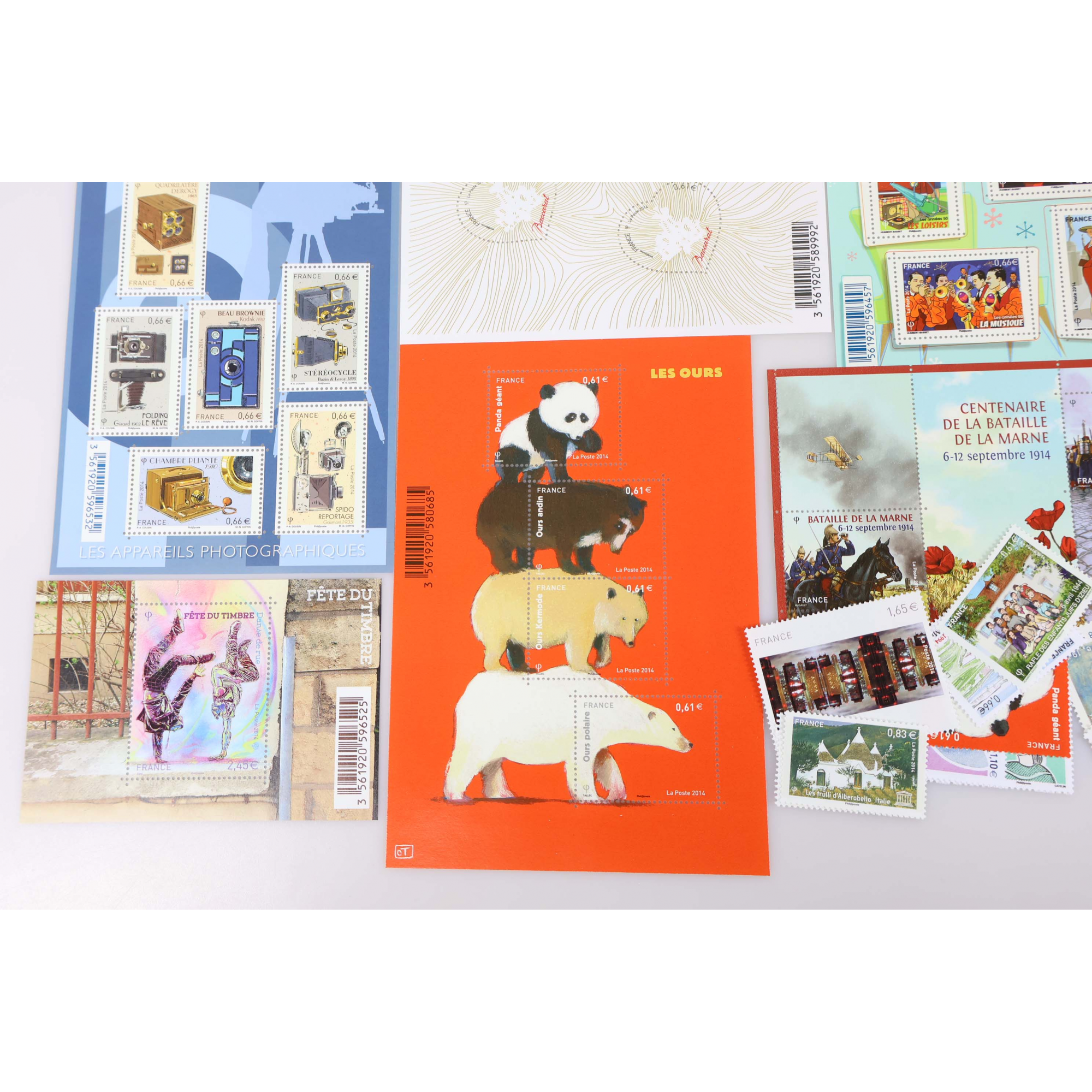 LOT DE TIMBRES ET BLOCS/FEUILLETS DE FRANCE EN EUROS NEUFS** DE 2014 FACIALE 85,83€