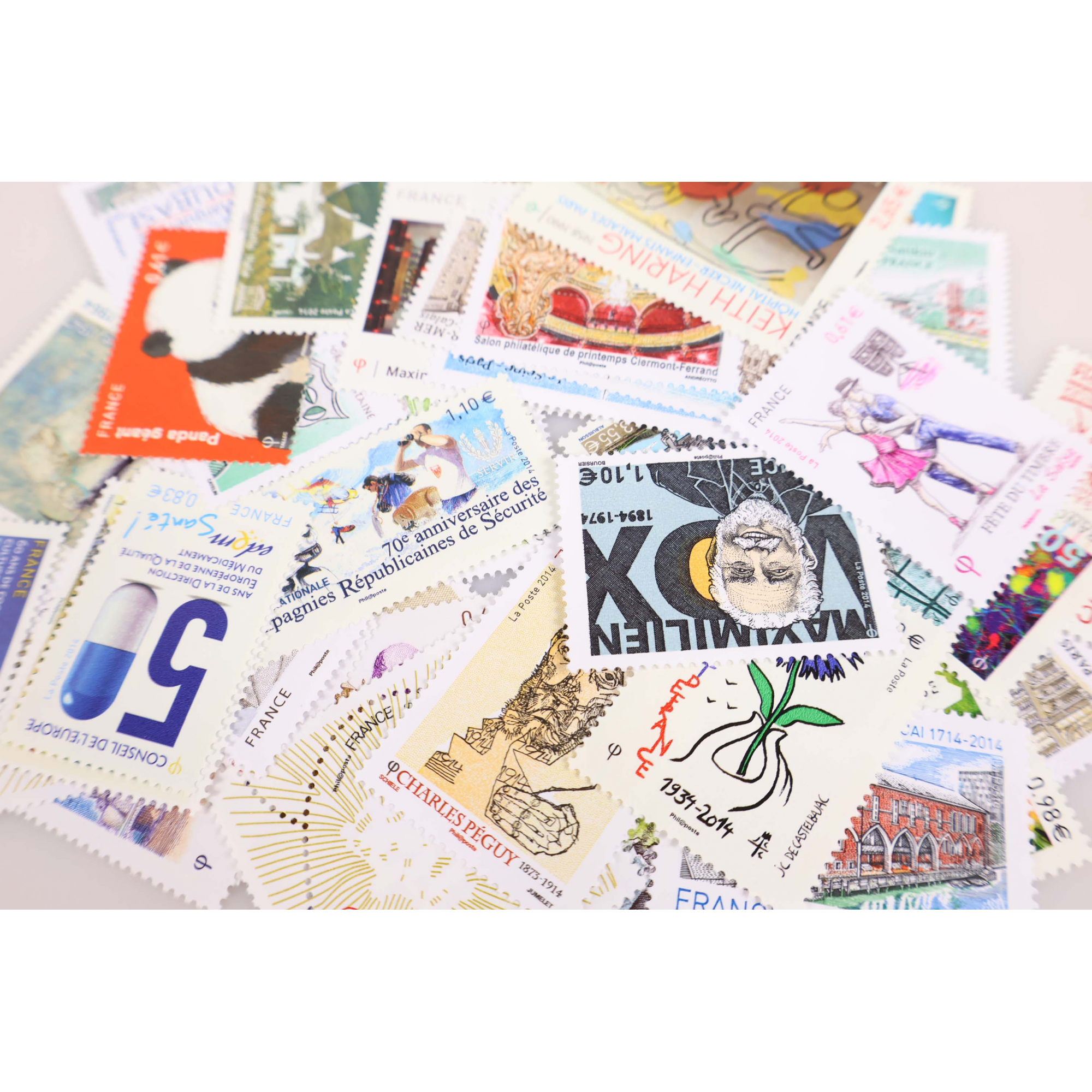 LOT DE TIMBRES ET BLOCS/FEUILLETS DE FRANCE EN EUROS NEUFS** DE 2014 FACIALE 85,83€