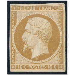 TIMBRE NAPOLÉON NEUF N°9 RESTAURÉ CERTIFICAT SCHELLER COTE 48500€ ANNÉE 1852