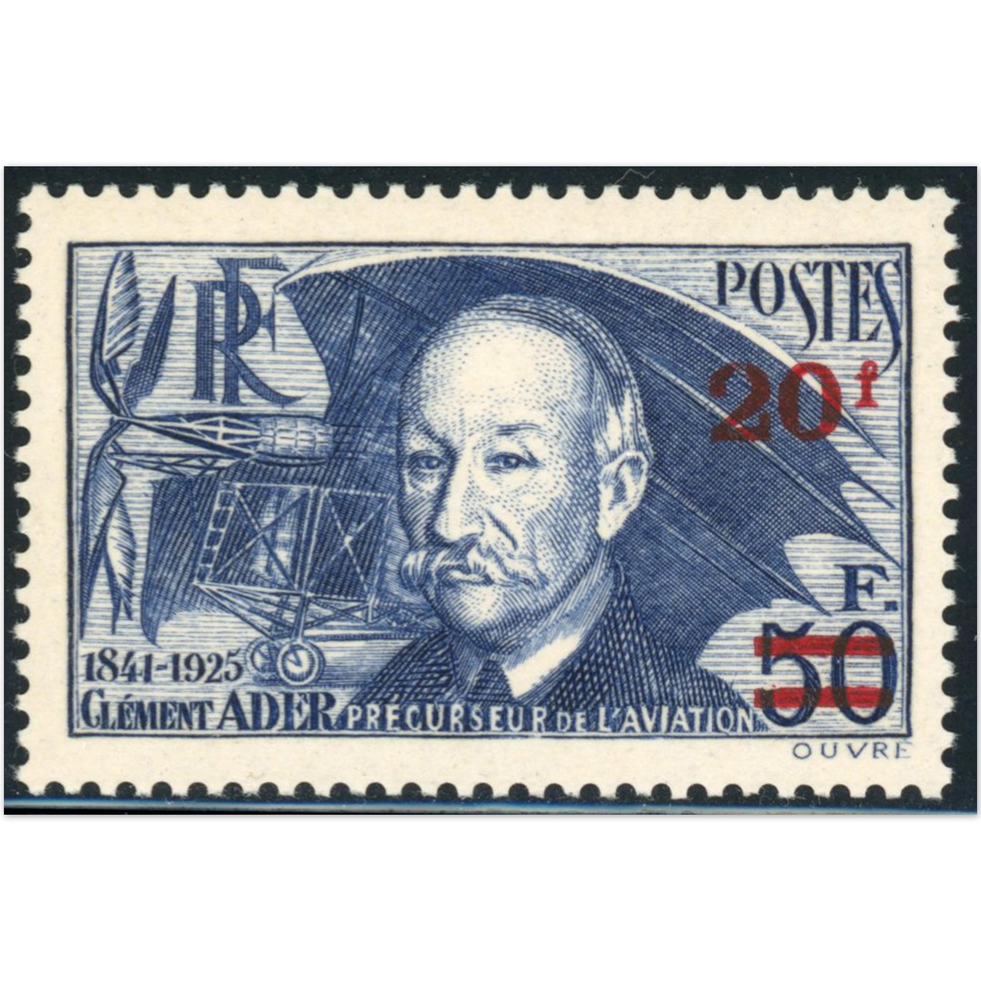 TIMBRE N°493 CLÉMENT ADER SURCHARGÉ TIMBRE DE FRANCE NEUF** QUALITÉ LUXE