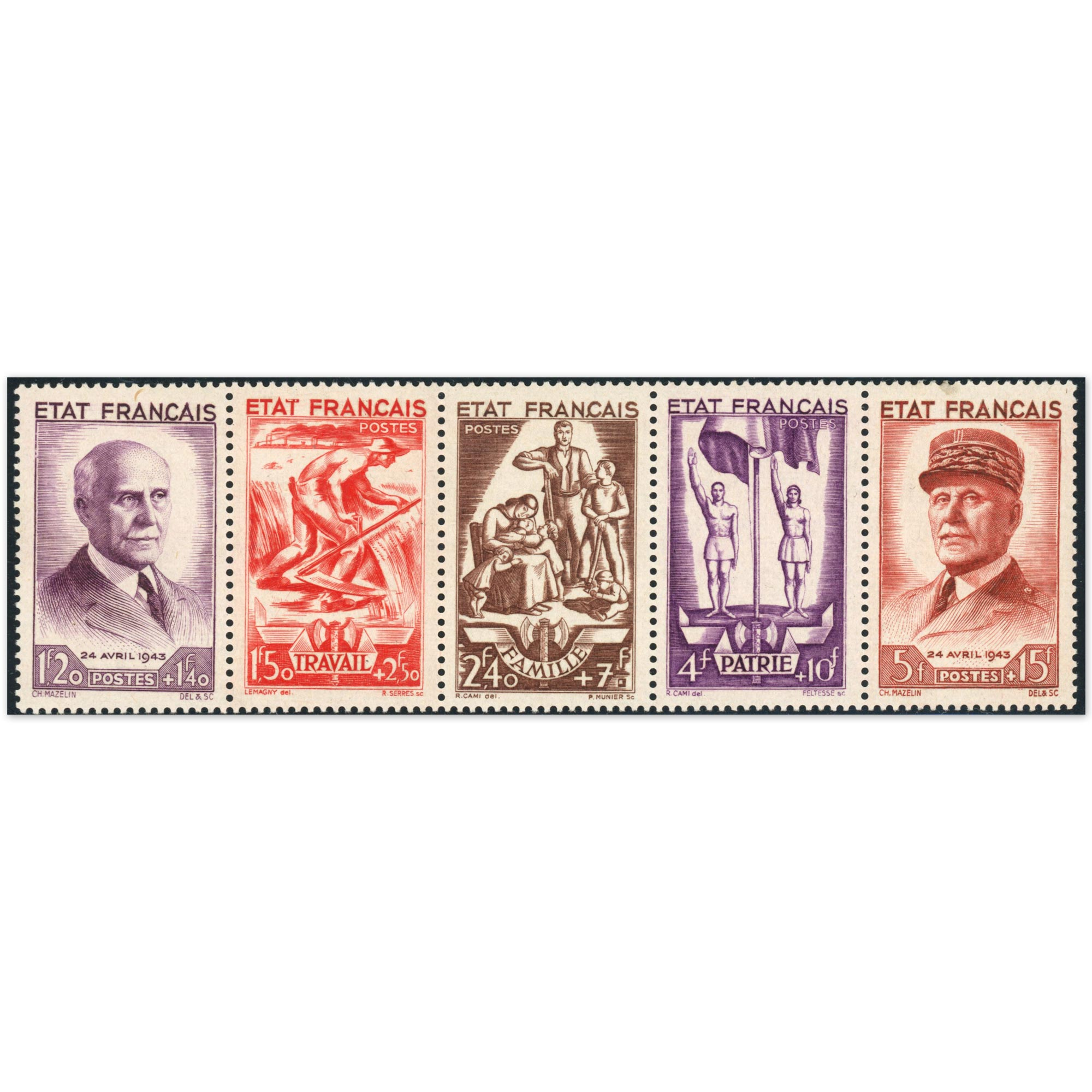 BANDE CARNET PÉTAIN N°580A TIMBRE NEUF** COTE 155€ ANNÉE 1943 QUALITÉ LUXE