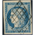 TIMBRE CLASSIQUE CÉRÈS N°4 OBLITÉRATION GRILLE SIGNÉ BRUN COTE 65€ ANNÉE 1850
