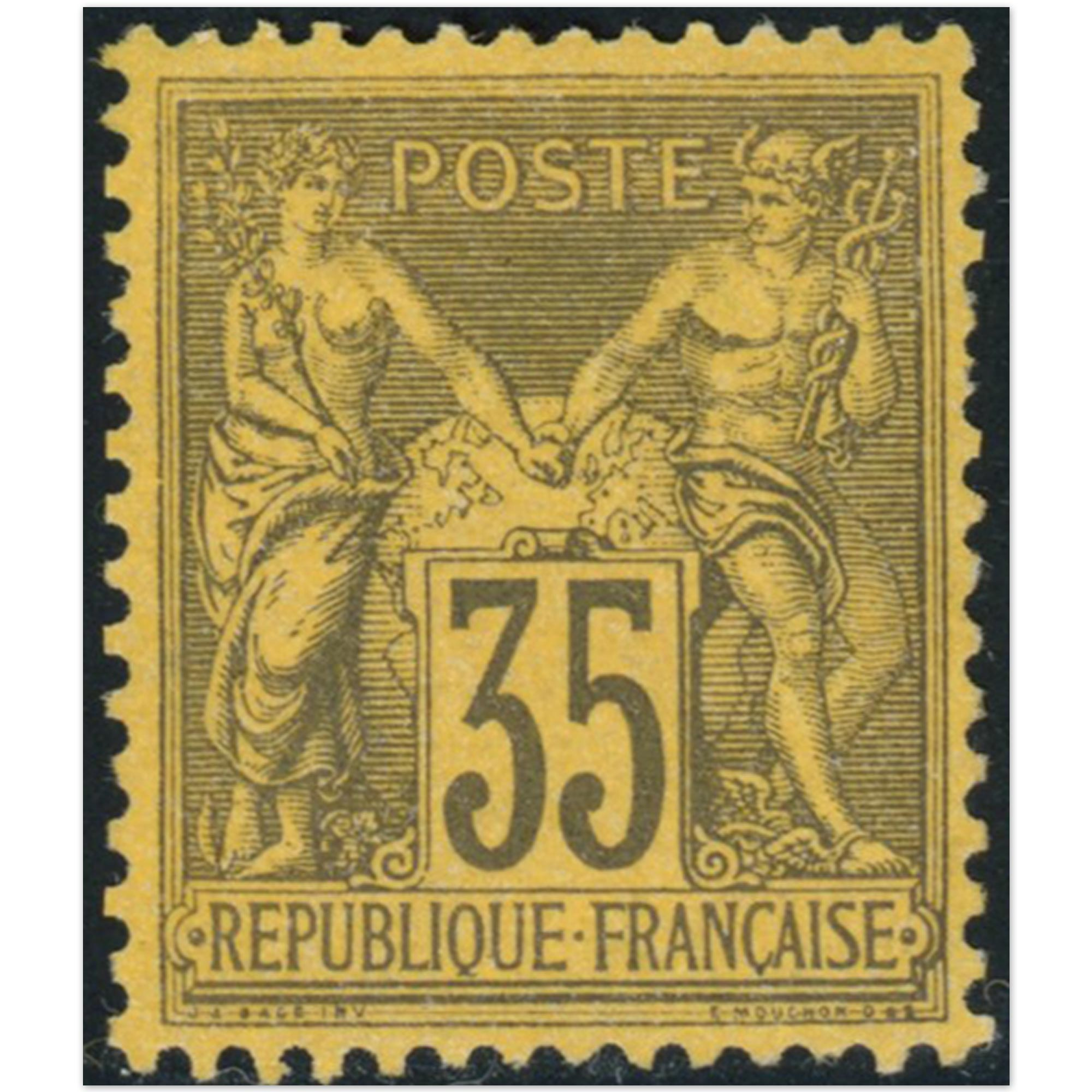 TIMBRE CLASSIQUE TYPE SAGE N°93 NEUF* COTE 800€ SIGNÉ BRUN SUPERBE CENTRAGE