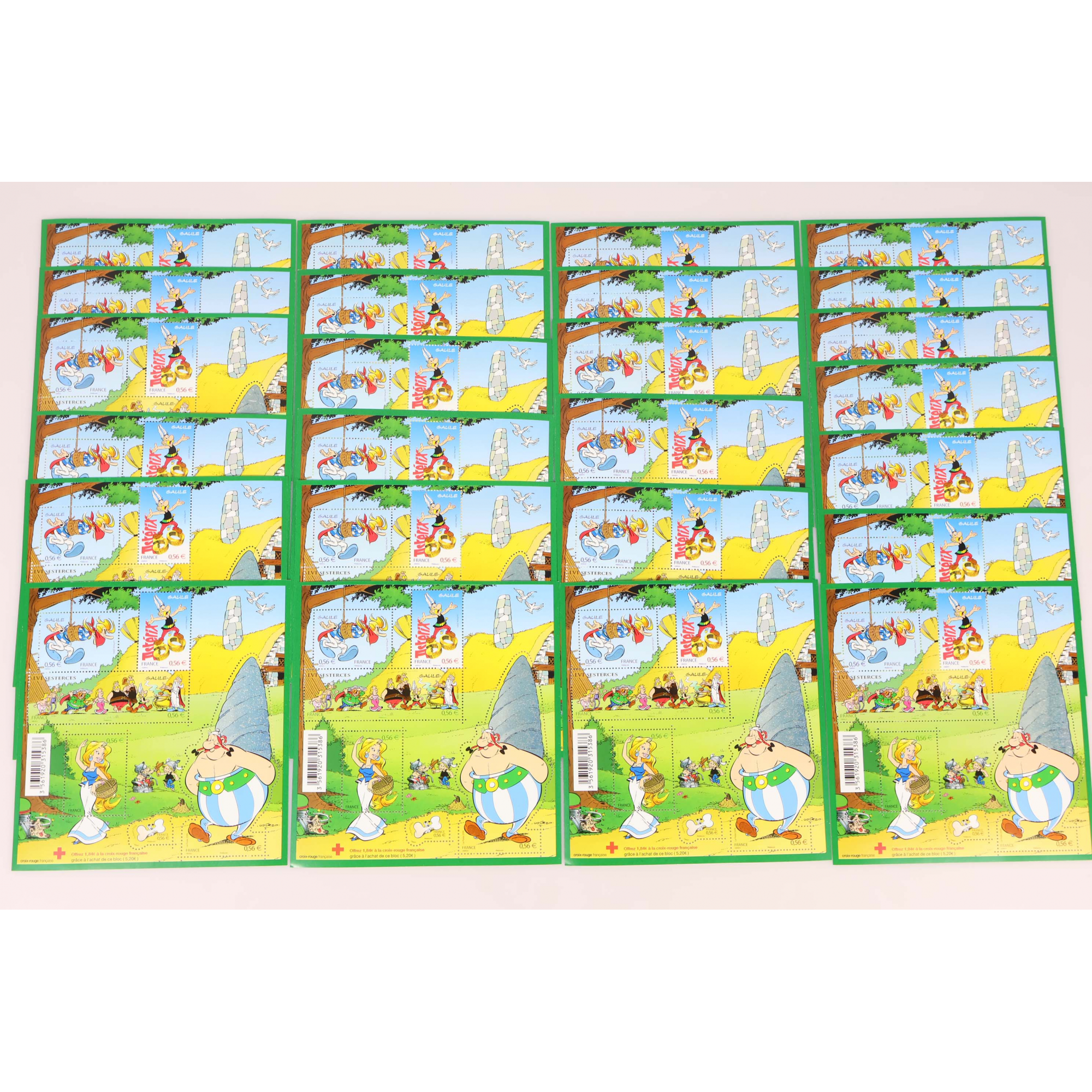 LOT 25 BLOCS N° F4425 ASTÉRIX, TIMBRES NEUFS** 0.56€ x 6 VALEUR FACIALE 84€