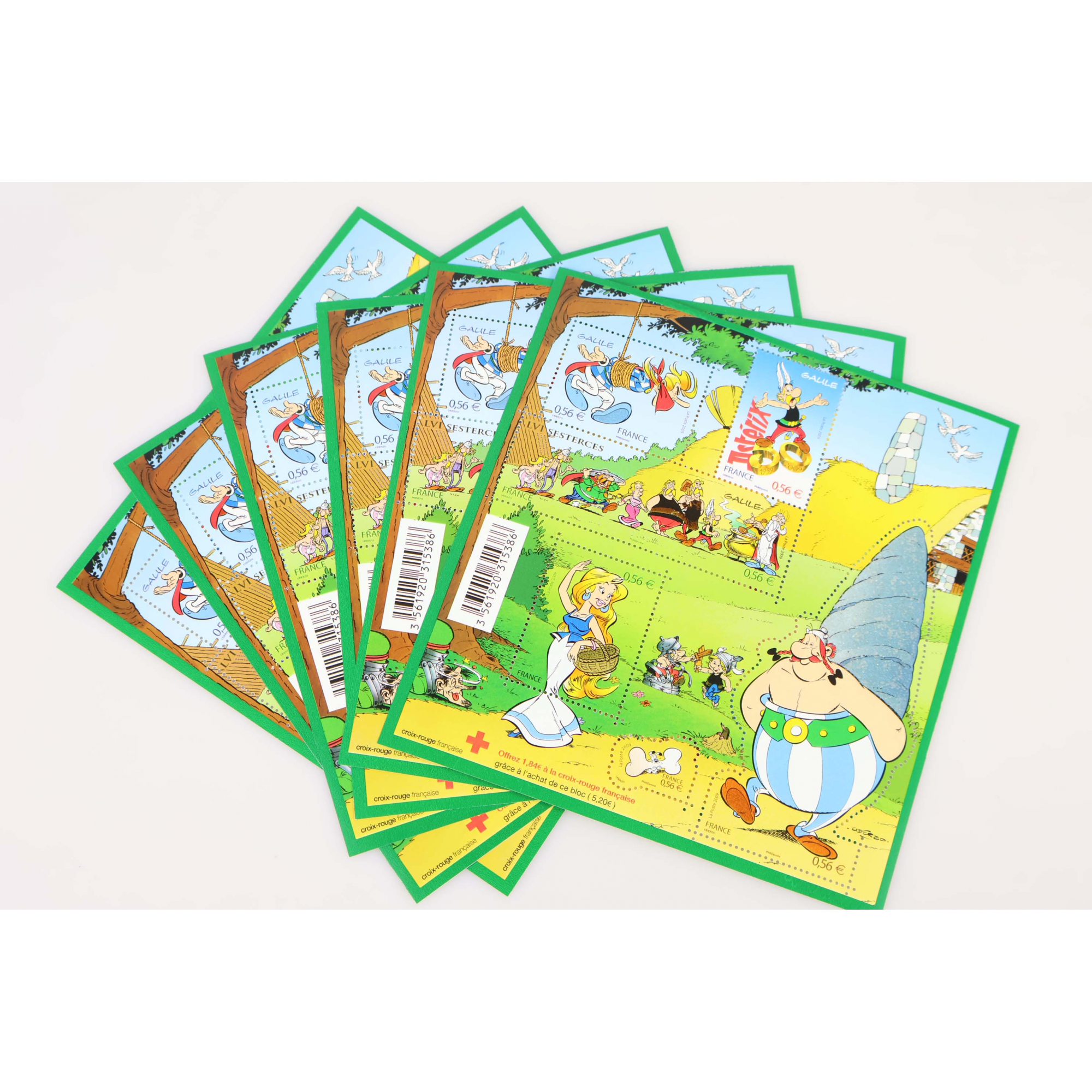 LOT 25 BLOCS N° F4425 ASTÉRIX, TIMBRES NEUFS** 0.56€ x 6 VALEUR FACIALE 84€