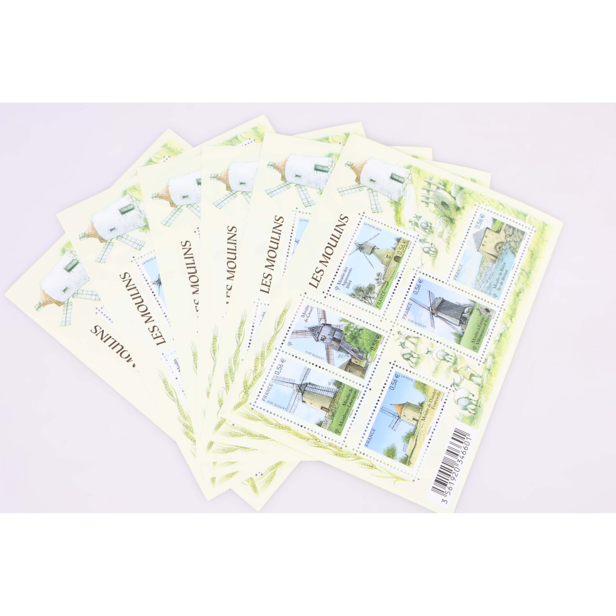 LOT 25 BLOCS N° F4485 LES MOULINS, TIMBRES NEUFS** 0.56€ x 6 VALEUR FACIALE 84€
