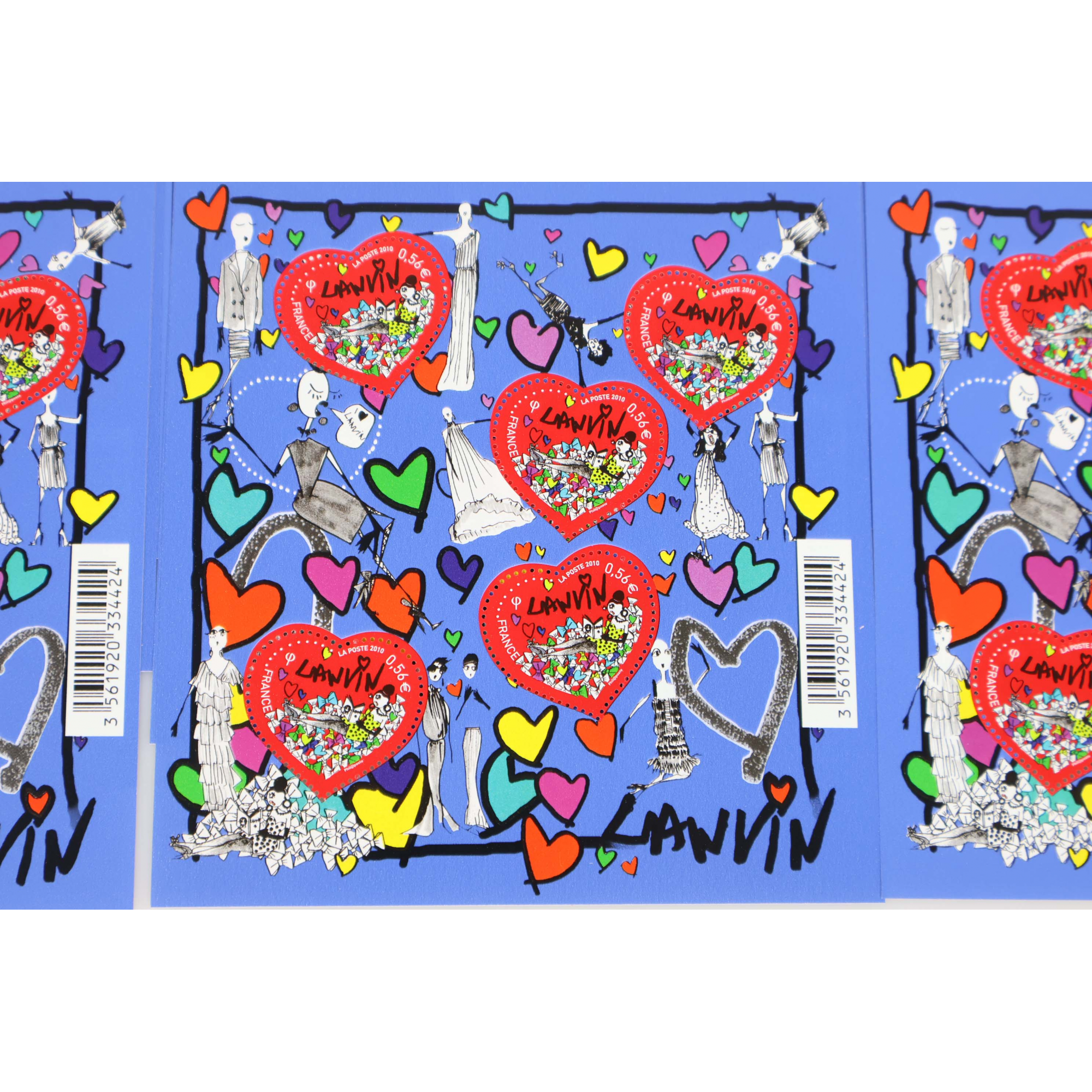 LOT 30 BLOCS N° 129 COEURS DE LANVIN, TIMBRES NEUFS** 0.56€ x 5 FACIALE 84€