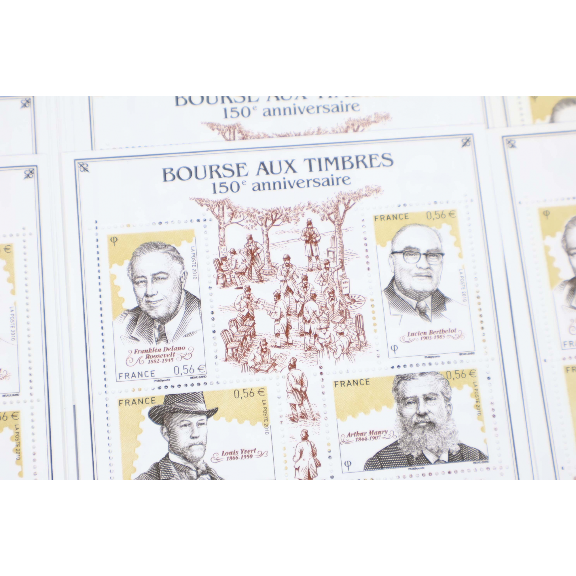 LOT 30 BLOCS N° F4447 BOURSE AUX TIMBRES, TIMBRES NEUFS** 0.56€ x 5 FACIALE 84€