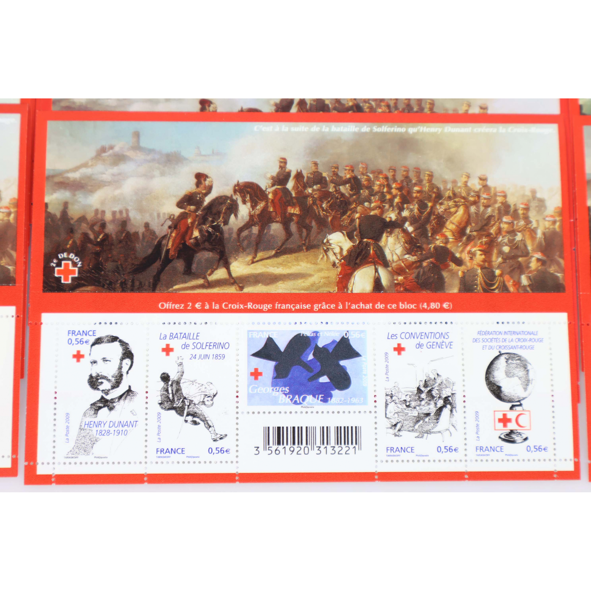 LOT 40 BLOCS N° F4386 CROIX ROUGE 2009, TIMBRES NEUFS** 0.56€ x 5 FACIALE 112€
