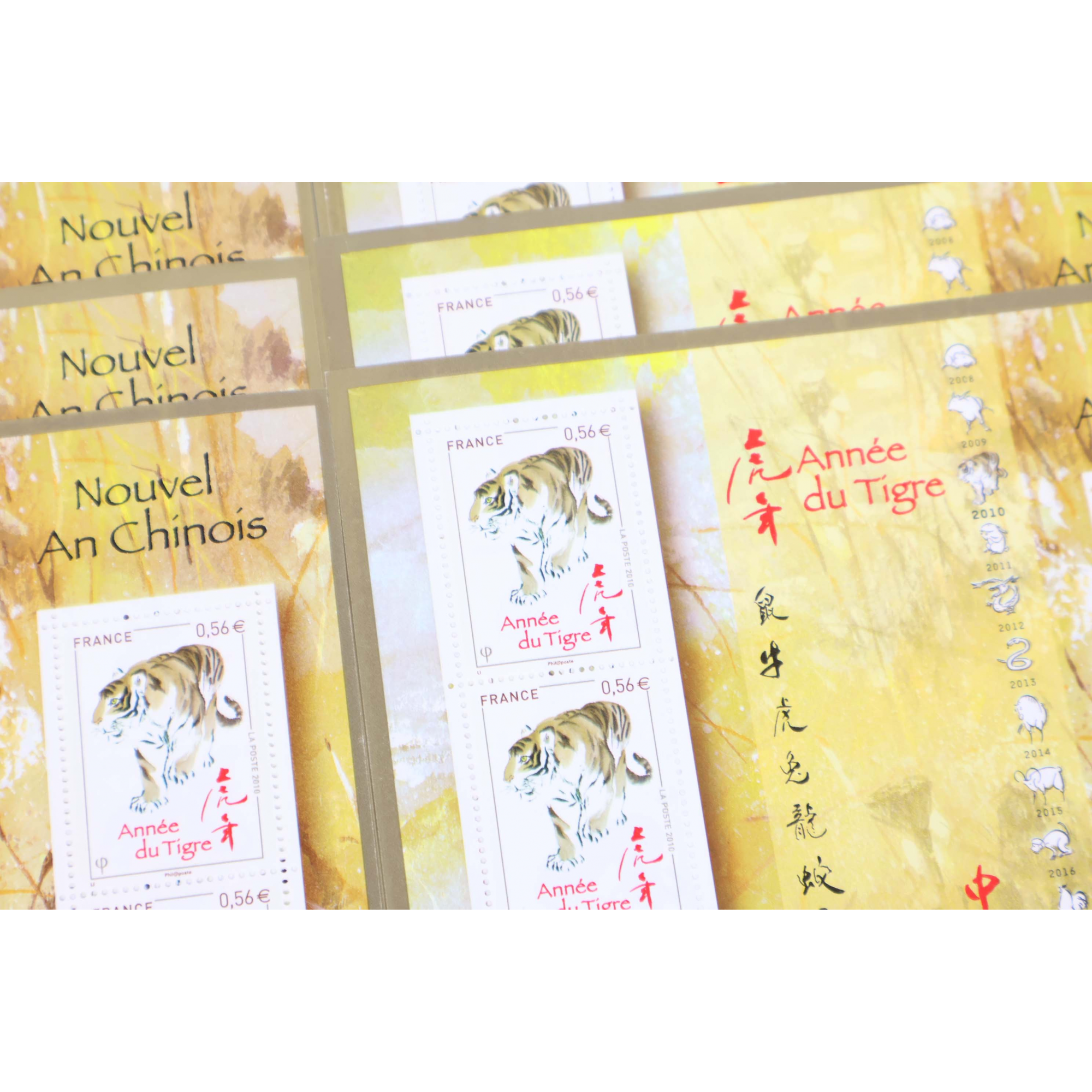 LOT 30 BLOCS N° F4433 ANNÉE DU TIGRE 2009, TIMBRES NEUFS** 0.56€ x 5 FACIALE 84€