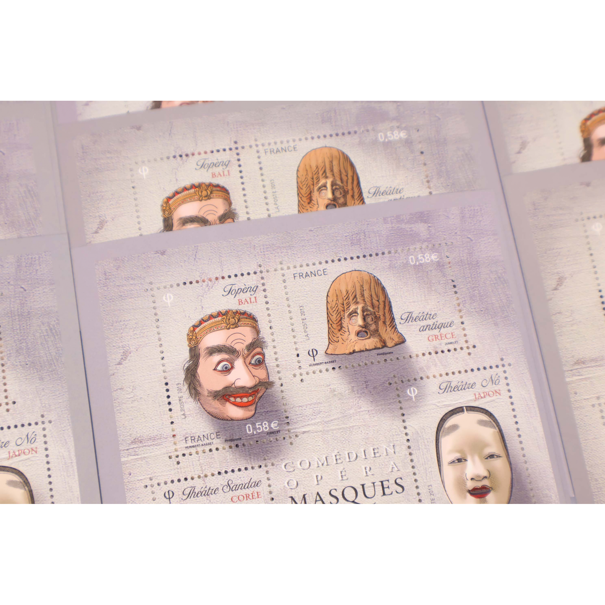 LOT 20 BLOCS N° F4803 MASQUES DE THEATRE, TIMBRES NEUFS** 0.58€ FACIALE 69.60€