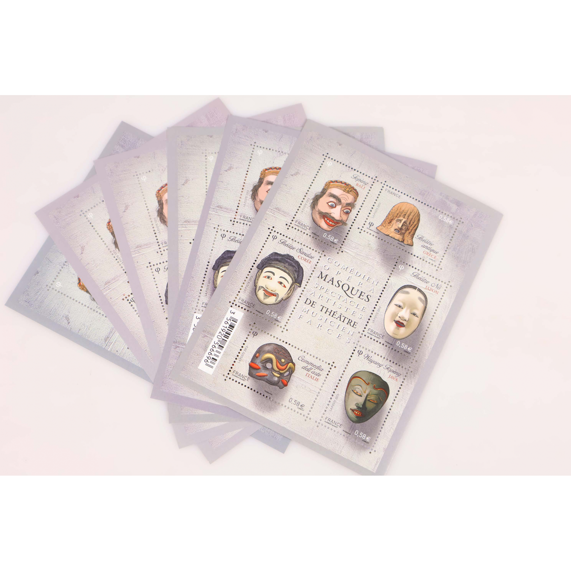 LOT 20 BLOCS N° F4803 MASQUES DE THEATRE, TIMBRES NEUFS** 0.58€ FACIALE 69.60€