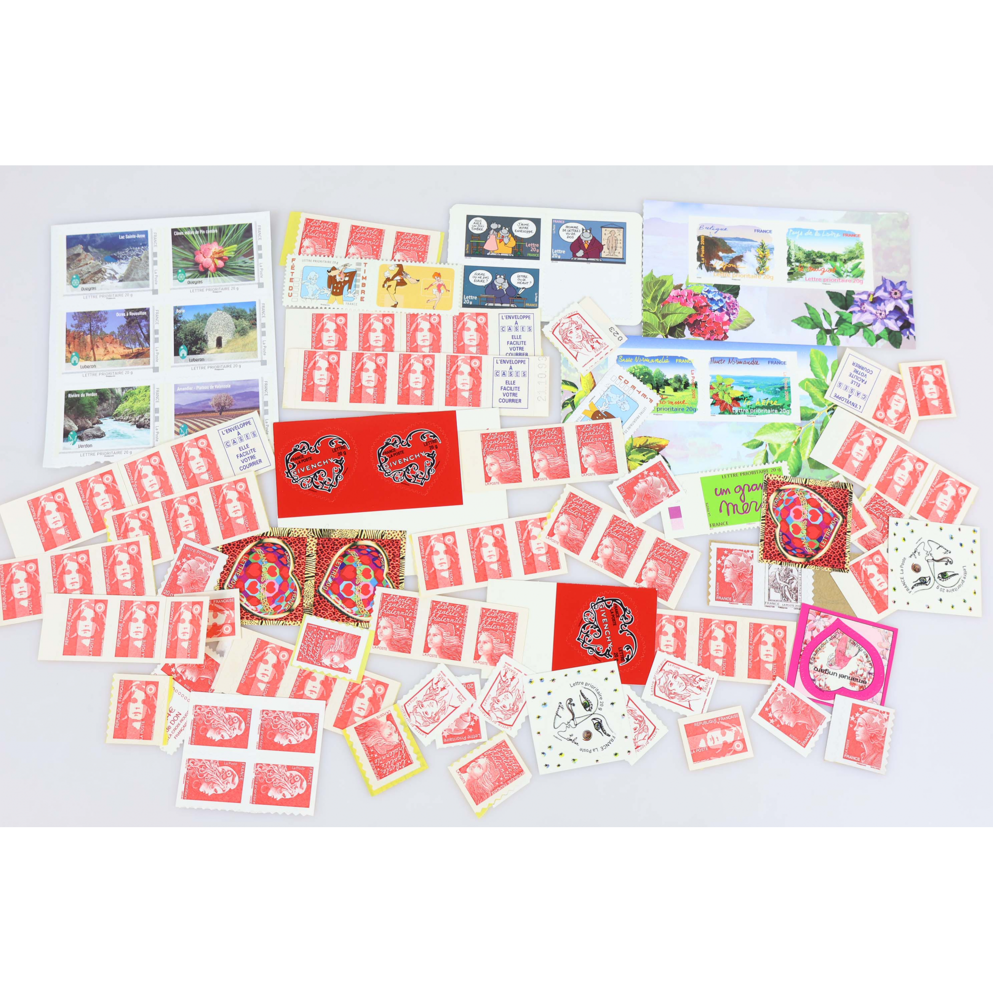 LOT DE 100 TIMBRES A VALIDITÉ PERMANENTE, TVP AUTOADHÉSIFS LETTRES 20G FRANCE